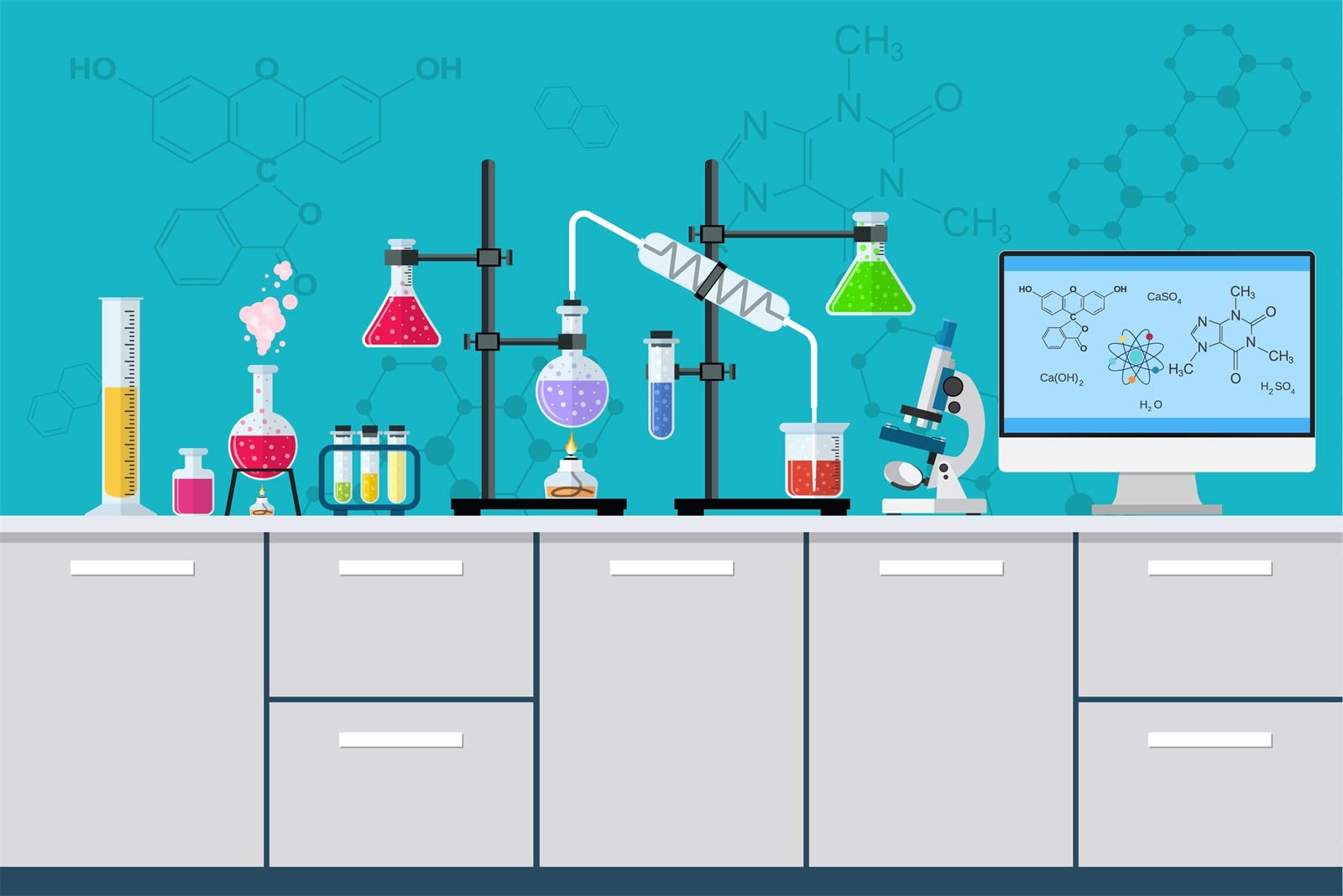 BELECO 7x5ft Science Birthday Party Backdrop - Cartoon Chemistry Lab Equipment & Research Background for Kids Science Party, Mad Scientist Decor, Photo Props | Perfect for Science Themed Birthday Parties, Classroom Decorations & Lab Events