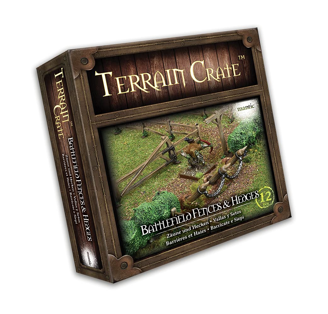 Mantic Games MGTC125 TerrainCrate: Battlefield Fences & Hedges - Multi-Purpose Terrain for Wargaming & Tabletop RPGs