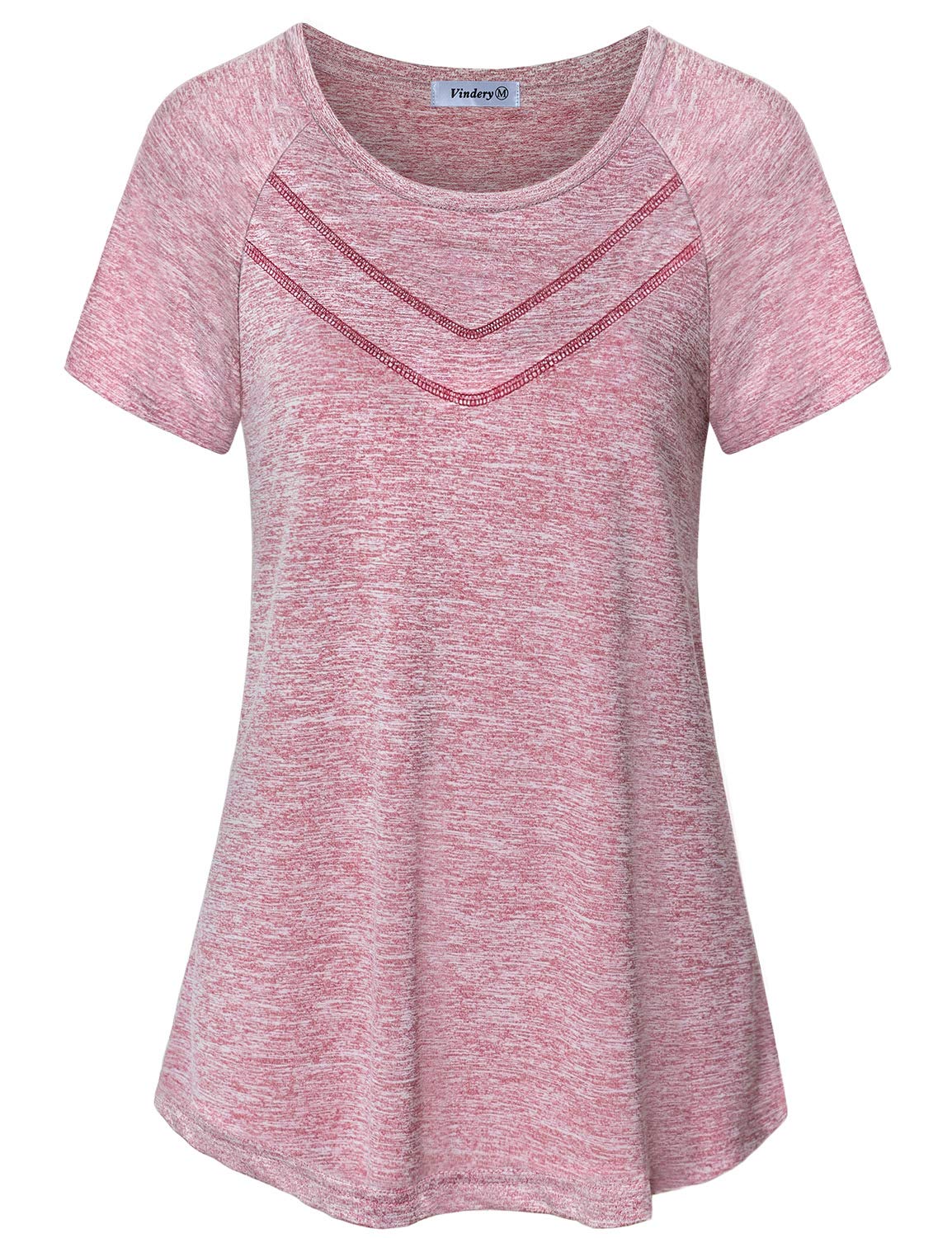 Vindery Women's Quick-Dry Yoga Shirts - Breathable Loose Fit Workout Tops with Front Line Design for Gym, Running & Outdoor Activities