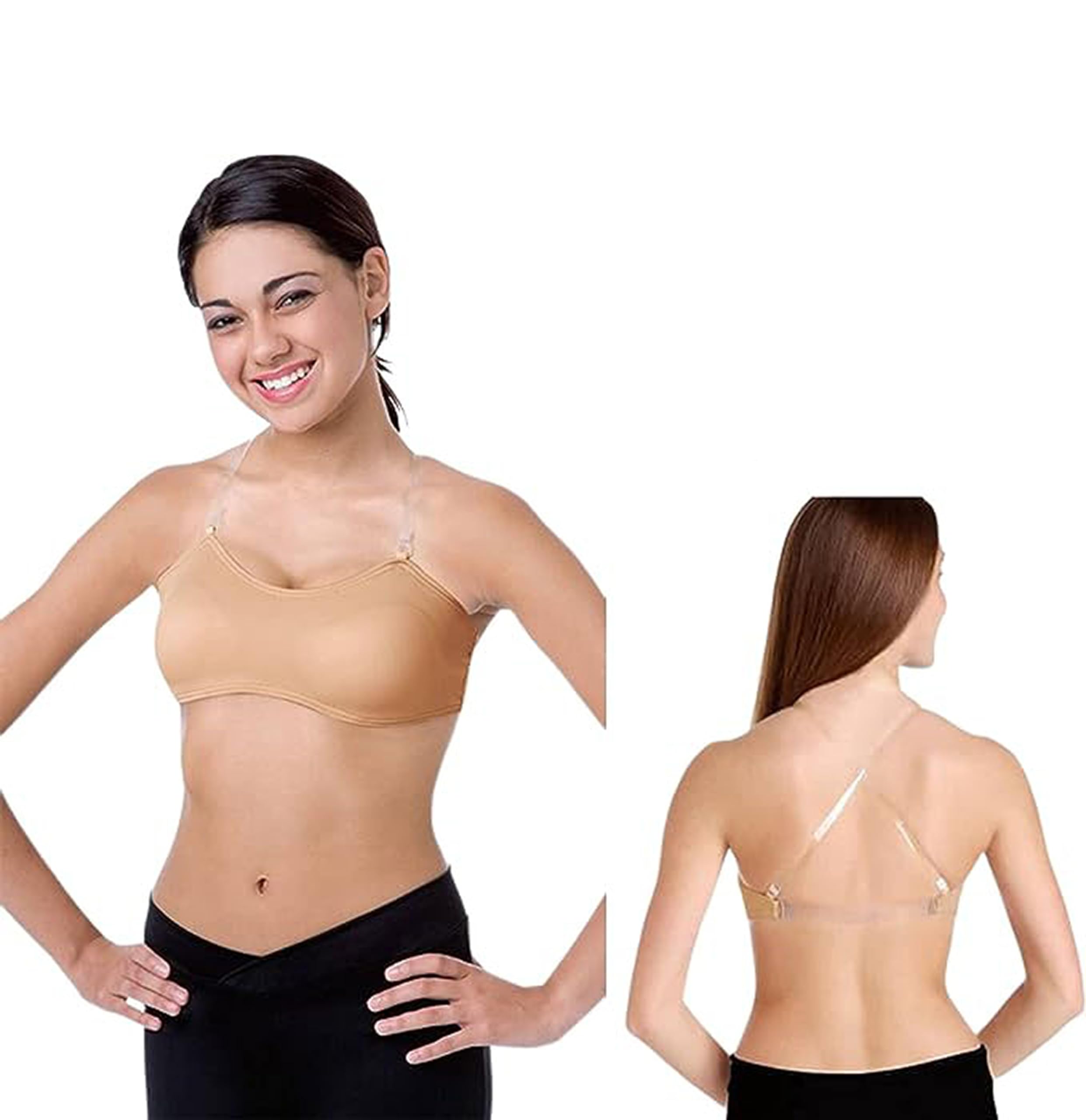 Body Wrappers Women's Clear Strap Bra Style 274 - Seamless Invisible Support for Dance, Yoga & Performance Wear