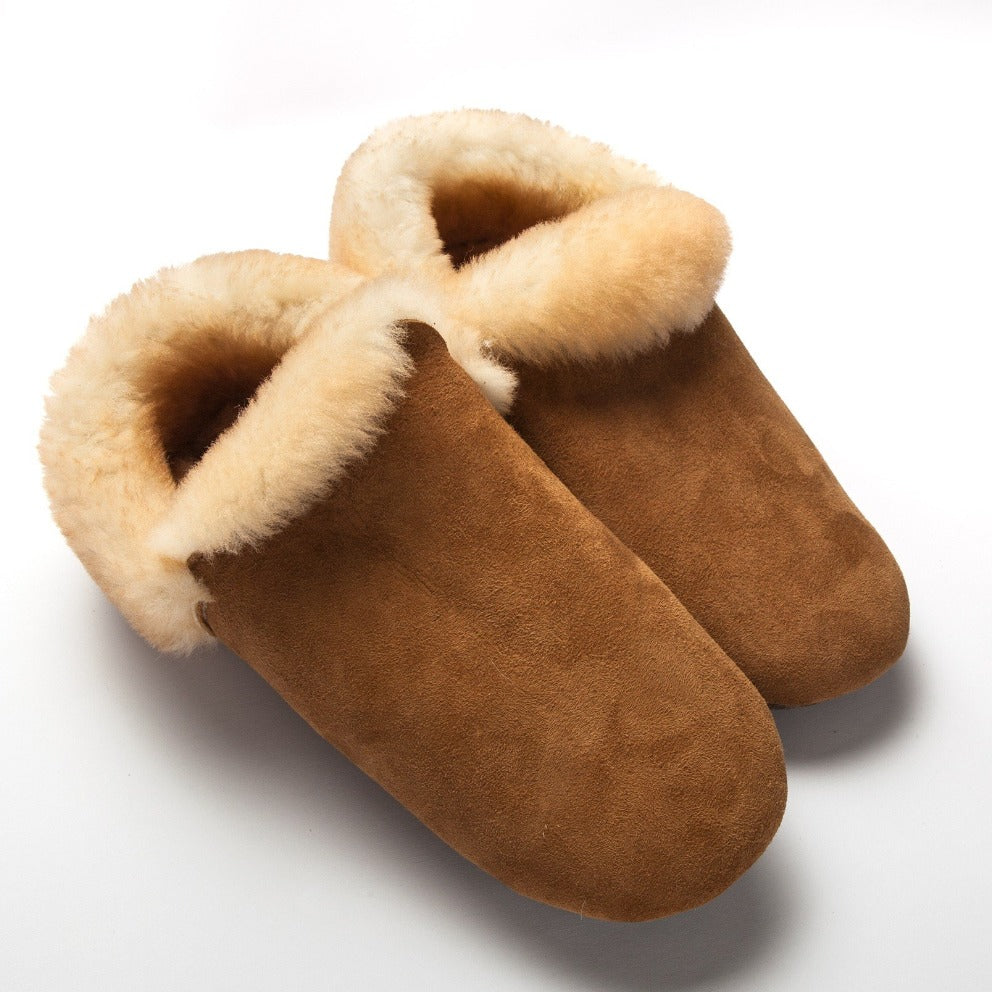 Cozy Sheepskin Pancake Slippers for Women - Soft Indoor House Shoes with Non-Slip Sole | Perfect for Winter, Lounge, and Home Comfort
