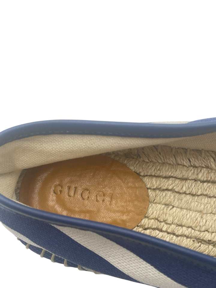 Gucci Embroidered Bee Striped Espadrilles for Women - Size 37 (US 7) | Stylish Summer Flats for Casual Outings, Beach Vacations & Fashionable Everyday Wear