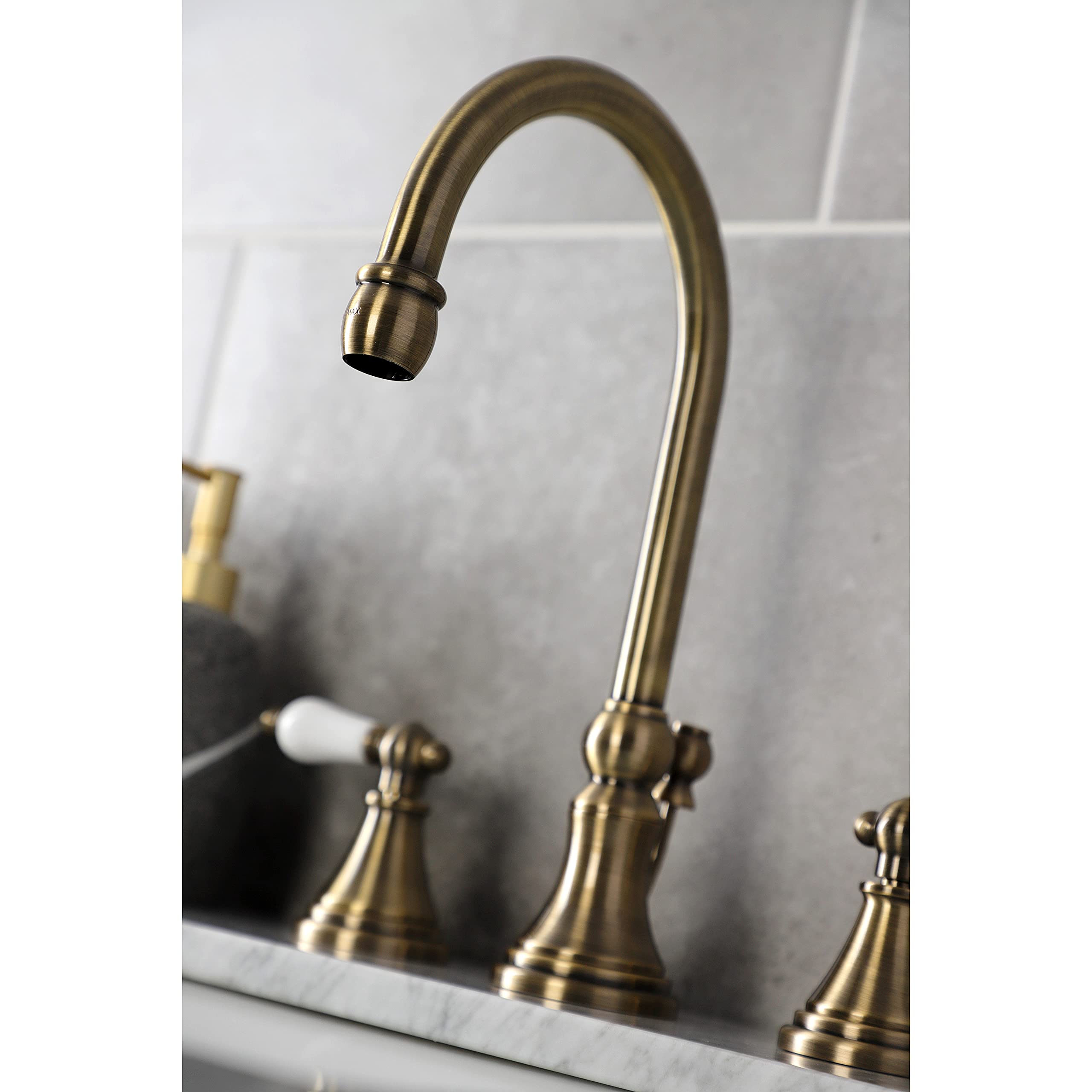 Kingston Brass KS2983PL Governor Widespread Bathroom Faucet - 13.88 x 6.31 x 11.5 Inches, Antique Brass Finish - Perfect for Vintage Style Bathrooms and Powder Rooms
