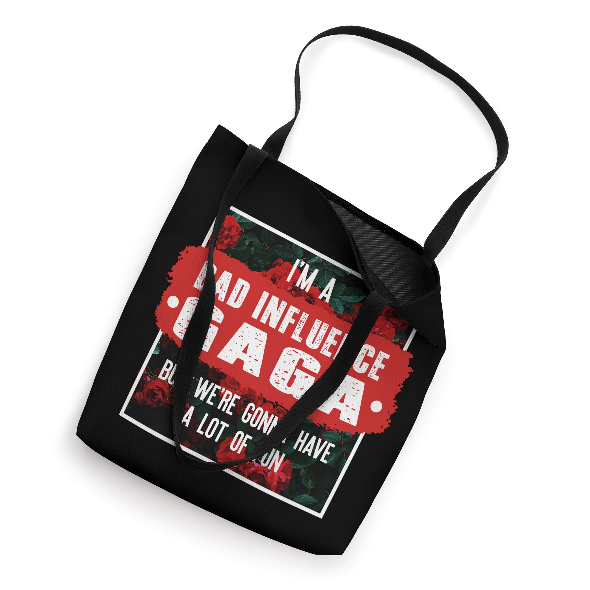 Bad Influence Gaga Tote Bag - Funny Mother's Day Gift for Women - Large Canvas Shoulder Bag - Perfect for Shopping, Beach & Daily Use