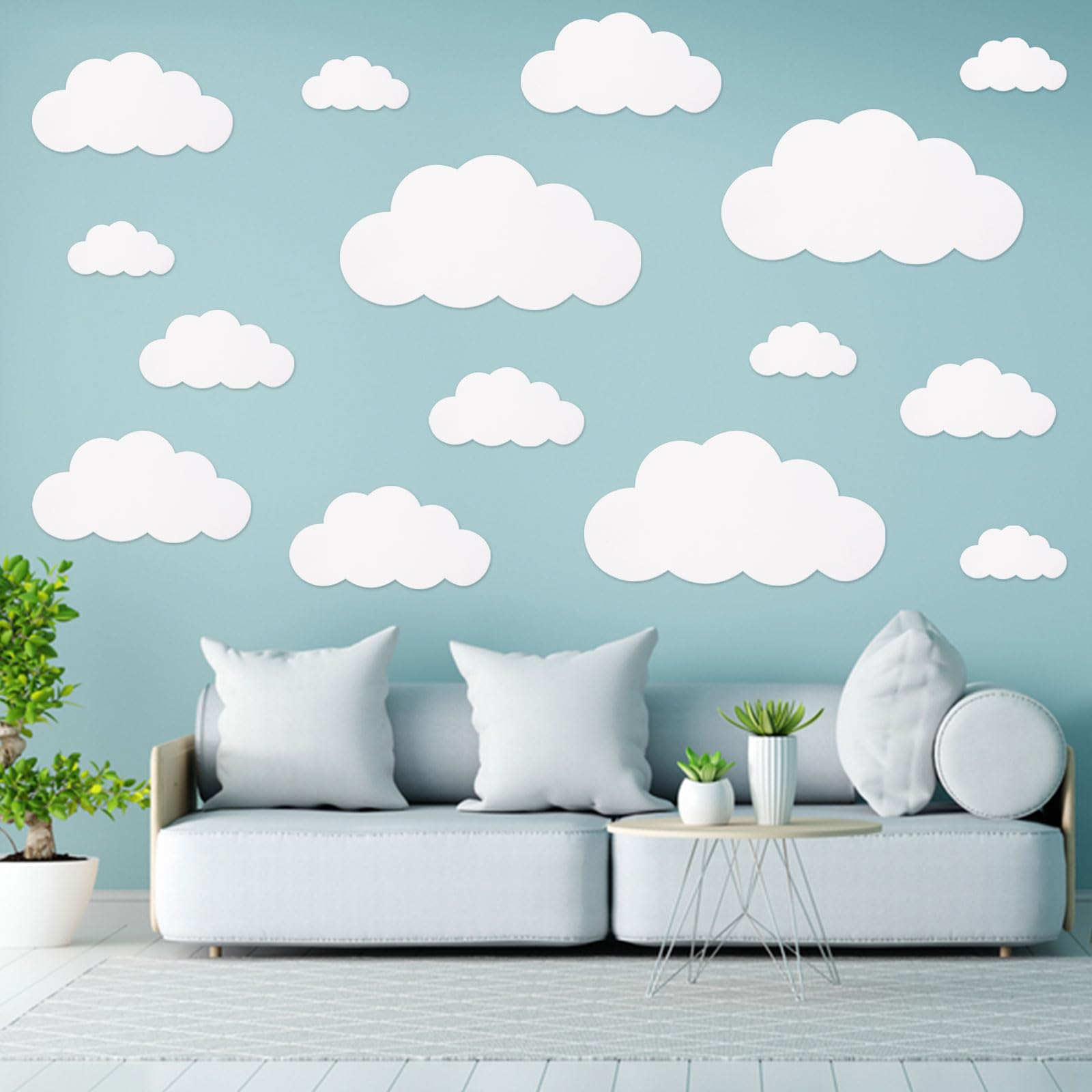 MixTeach 100 Pieces White Cloud Cutouts Set - Paper Cloud Wall Decals, Die Cut Cardstock Shapes for Classroom Decor, Nursery, Playroom & Party Decorations | Perfect for Baby Showers, School Projects & Home Wall Art