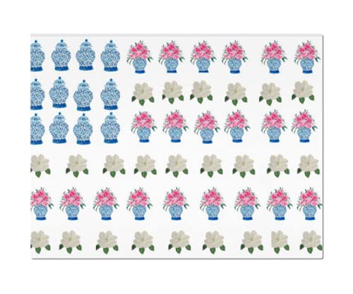 Premium Laminated Paper Ginger Jar & American Flag Placemats Set - Waterproof Table Mats for Dining, Kitchen, Party Decor, and Patriotic Events