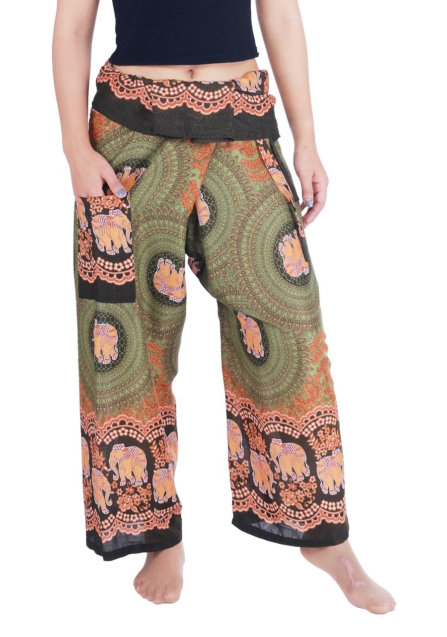 Lannaclothesdesign Women's Thai Fisherman Pants - Yoga Trousers with Wide Legs, Comfortable & Stylish for Yoga, Meditation, Beach & Casual Wear