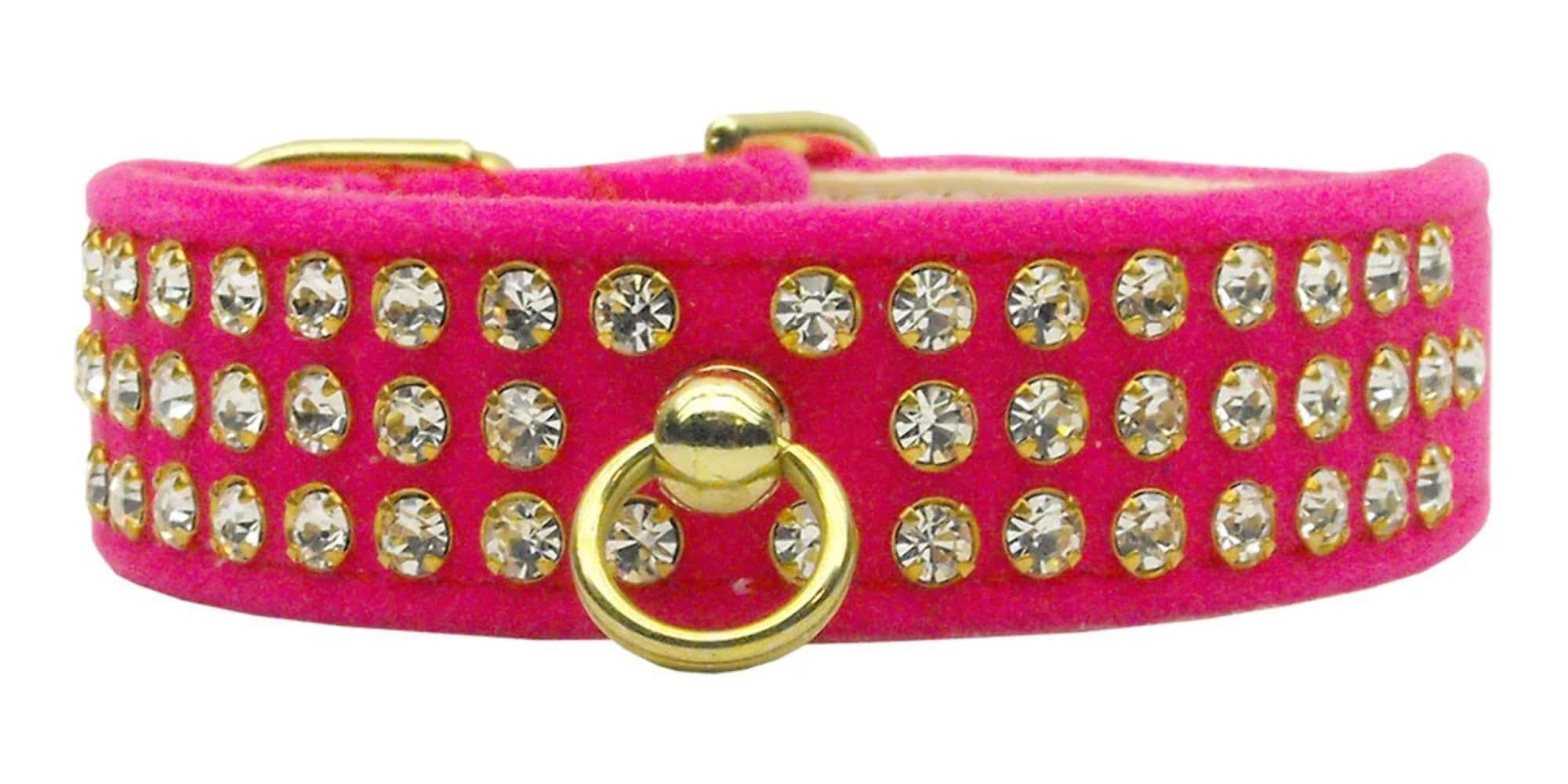 Luxury Crystal Velvet Dog Collar for Small & Medium Dogs - Adjustable Red Pet Collar with Rhinestones for Puppies, Fashionable & Comfortable - Perfect for Daily Walks, Training, and Special Occasions
