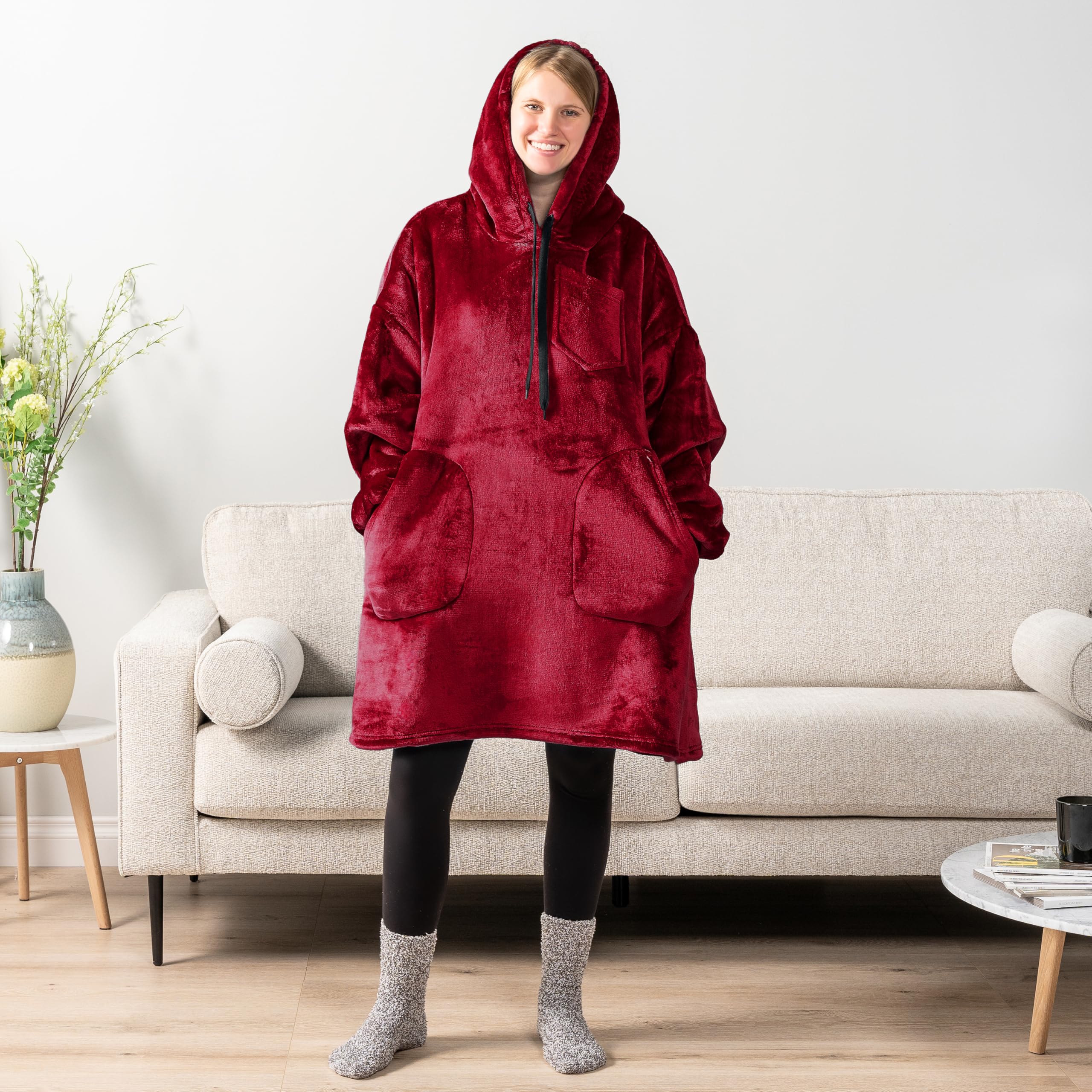 PAVILIA Women's Sherpa Wearable Blanket Hoodie - Oversized Fleece Hooded Sweatshirt for Men & Women | Cozy Lounge Wear for Movie Nights, Camping & Home Relaxation