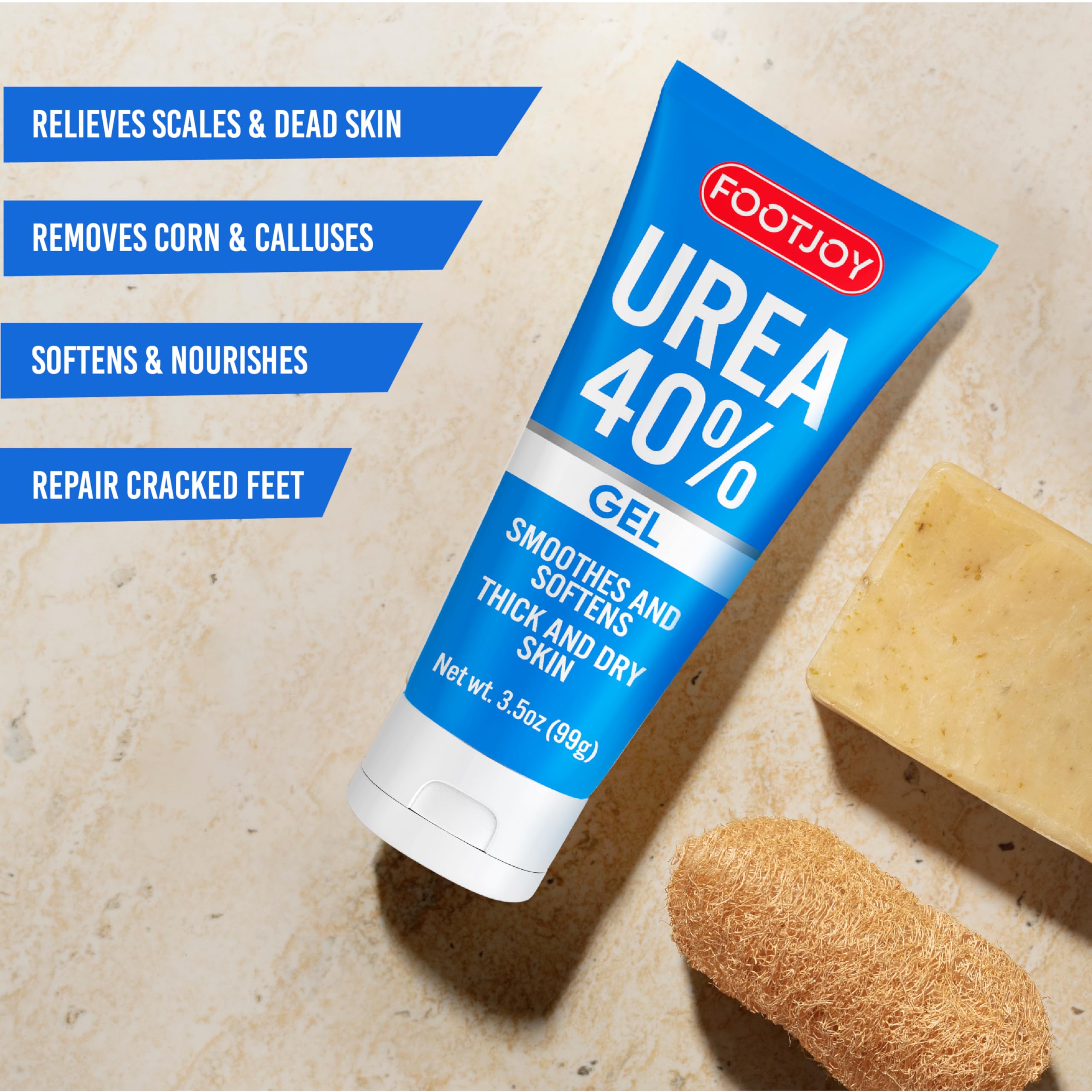 FOOTJOY Urea Gel 40% - Intensive Foot Cream for Cracked Heels, Dry Feet & Rough Skin - Moisturizing Foot Spa Treatment with 40% Urea - Perfect for Cracked Heel Repair & Soft Baby Feet - Ideal for Daily Foot Care, Pedicures & At-Home Spa Treatments