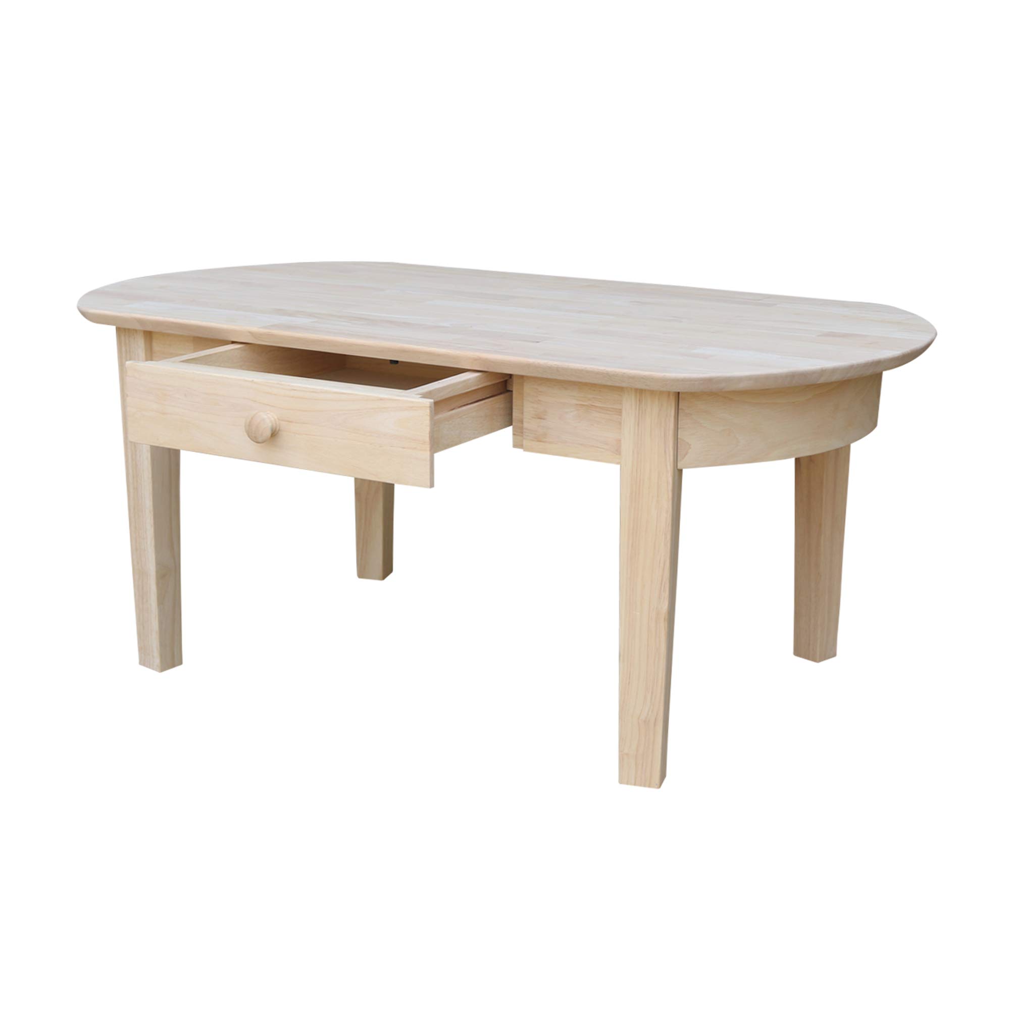 Unfinished Phillips Oval Coffee Table by International Concepts - Rustic Wooden Living Room Furniture for Home Decor & Cozy Gatherings