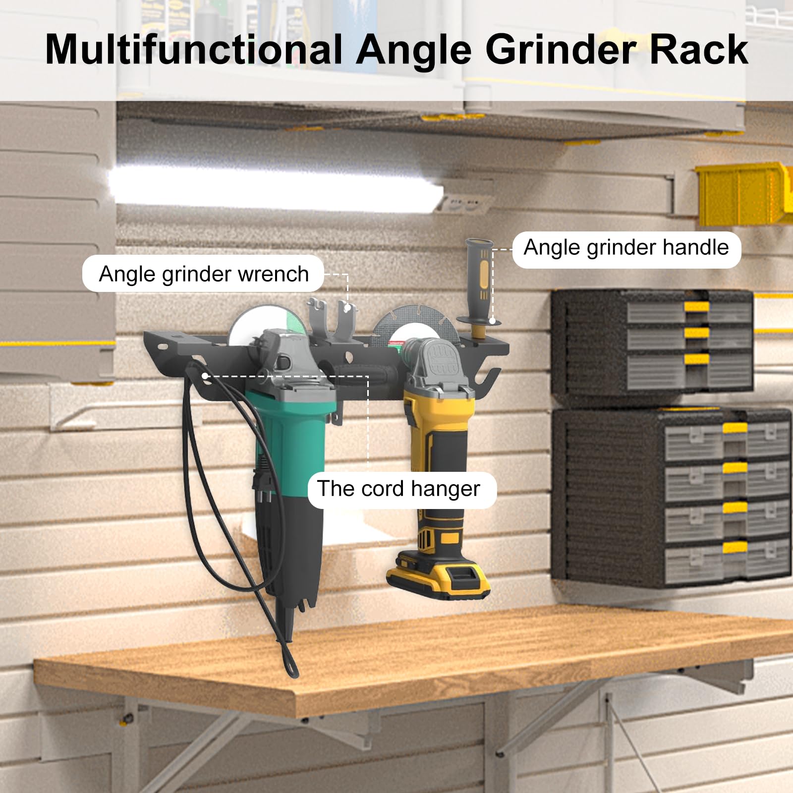 Fepinc Metal Angle Grinder Holder - Wall Mount Storage Rack for Power Tools | Workshop, Garage & Shed Organization | Durable Hand Tool Organizer for Angle Grinders | Perfect for DIY Projects & Home Improvement