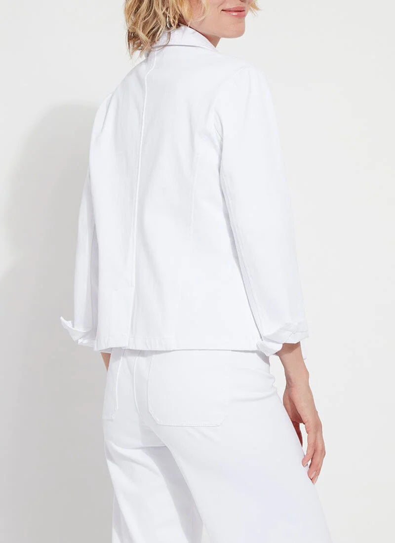 Della Women's White Denim Blazer Jacket - Casual Chic Outerwear for Work, Date Night & Spring Fashion