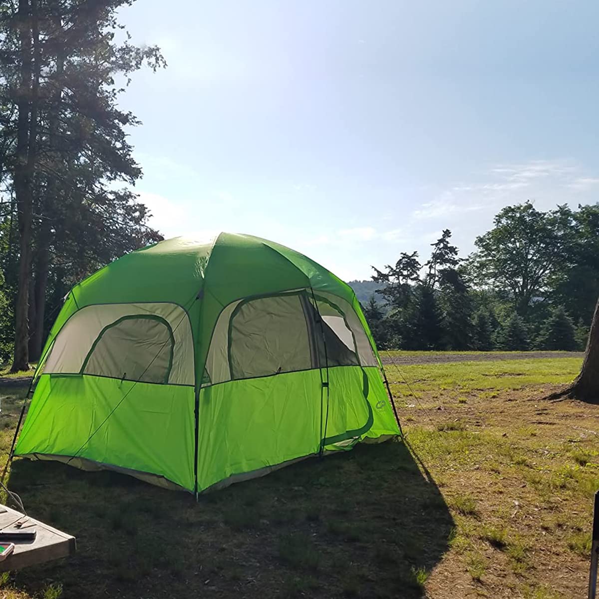 CAMPROS 6/8-Person Waterproof Windproof Family Camping Tent with Top Rainfly - 4 Large Mesh Windows, Double Layer Design for All Seasons - Easy Setup & Portable with Carry Bag - Perfect for Family Camping Trips, Hiking Adventures & Outdoor Festivals