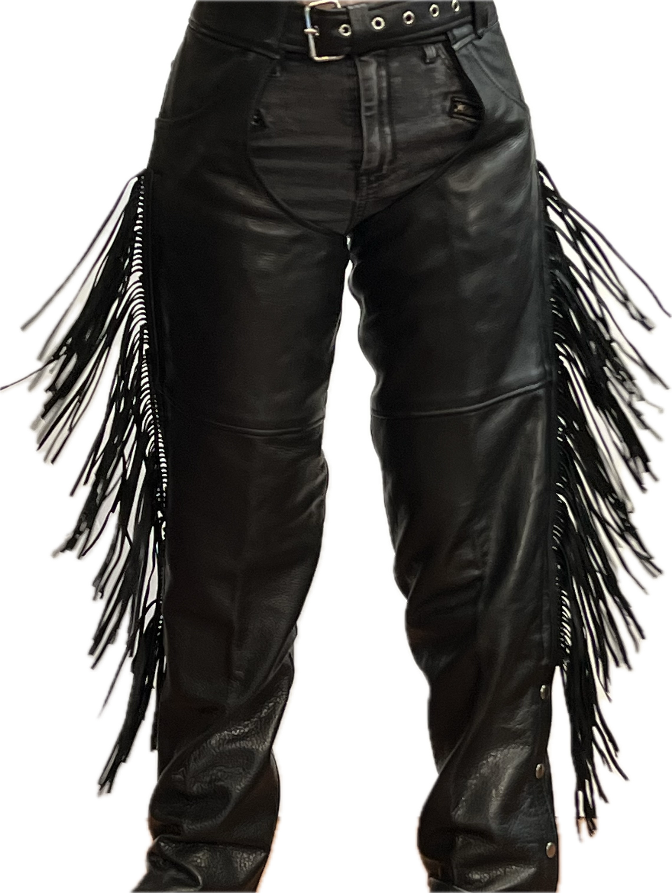 Premium Eagle Rally Chaps with Fringe - Durable Leather Motorcycle Chaps for Bikers & Riders - Perfect for Motorcycle Rallies, Cruising & Outdoor Adventures