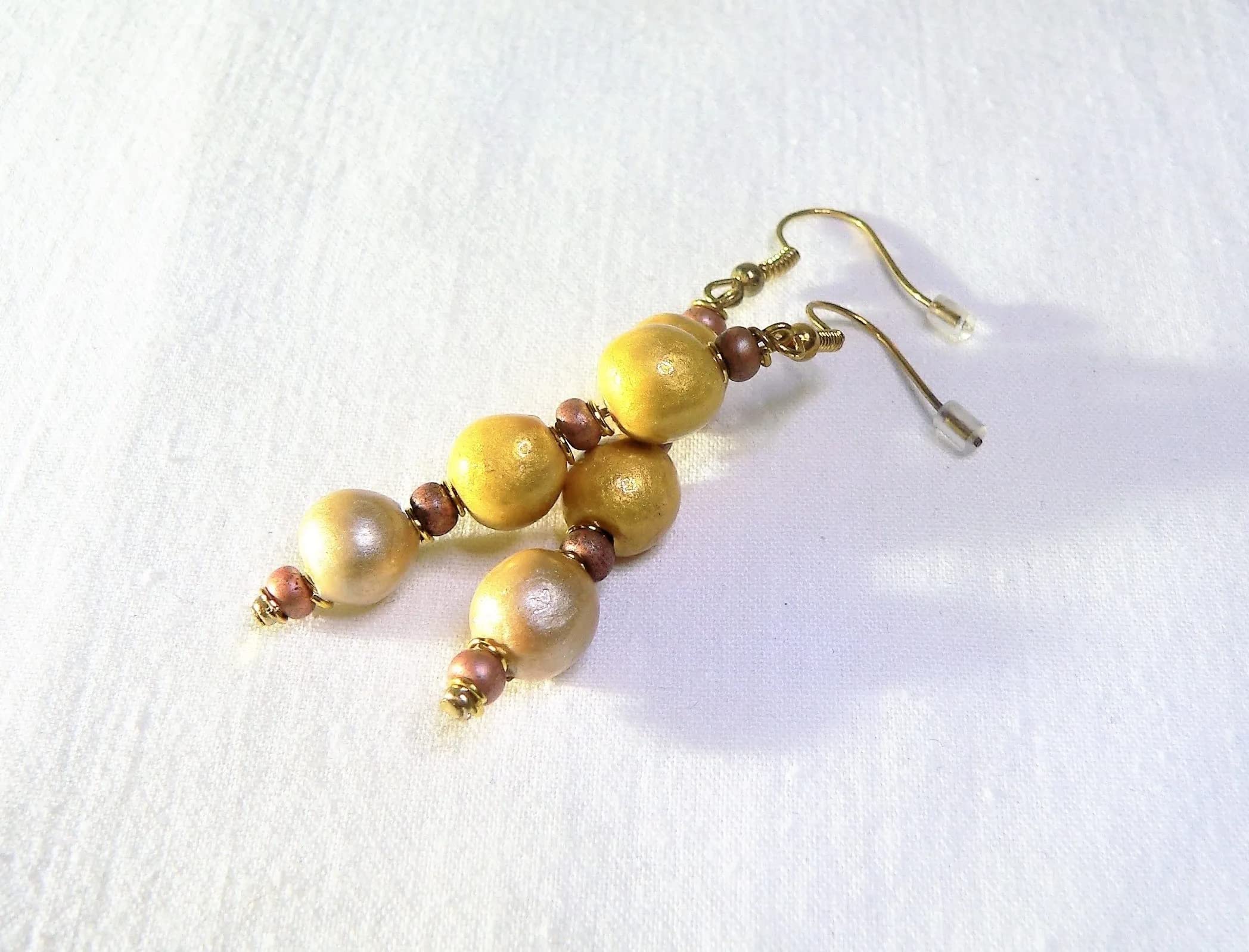 Ceramic Earrings for Women - Sunny Yellow & Icy Pink Dangle Earrings | Elegant Handmade Jewelry for Daily Wear, Parties & Gifts