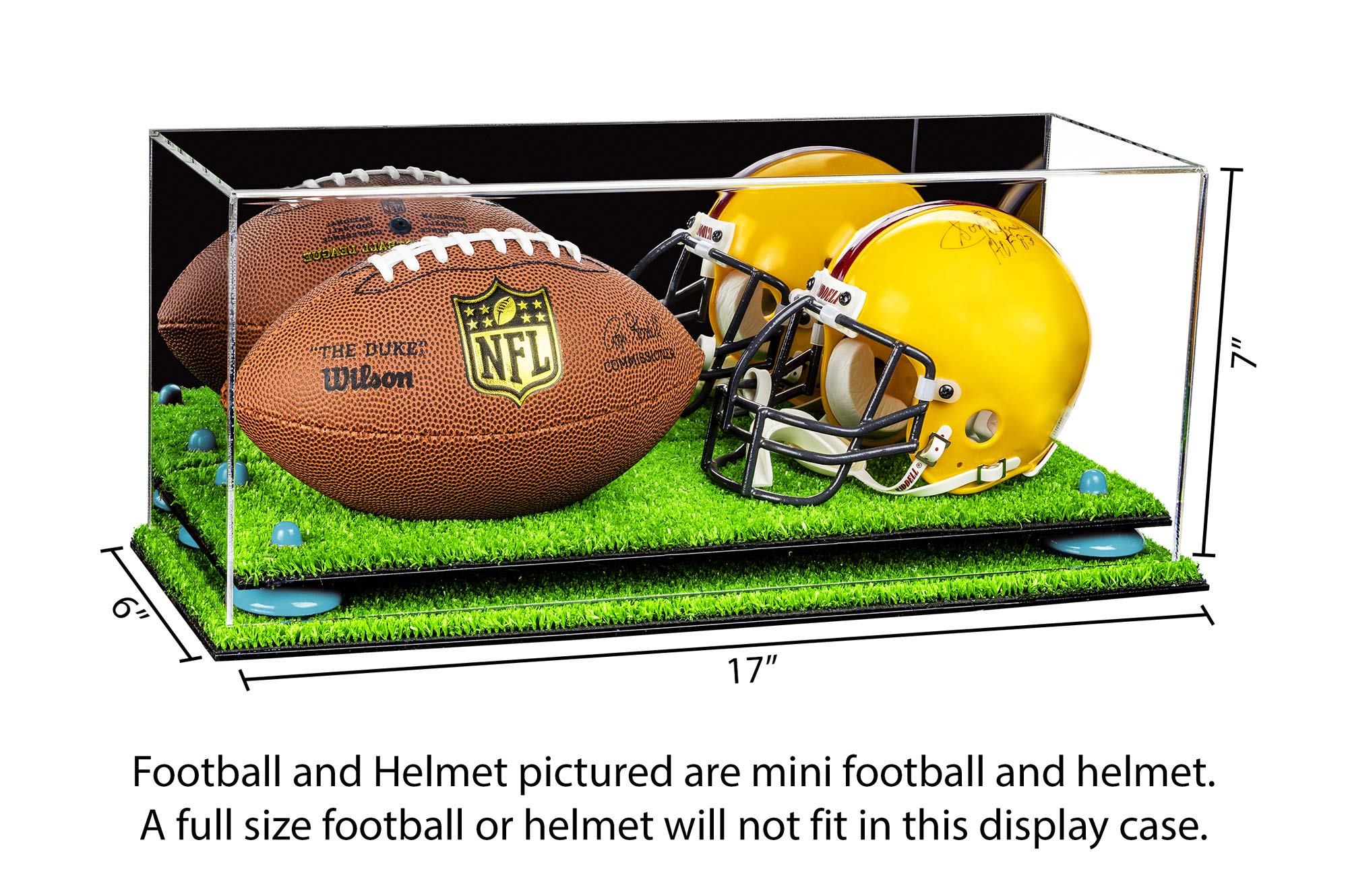 Acrylic Double Mini Football Helmet Display Case - Miniature Collectible Helmet Stand for NFL & College Memorabilia (A019) - Perfect for Sports Fans, Man Cave Decor, and Gift Ideas