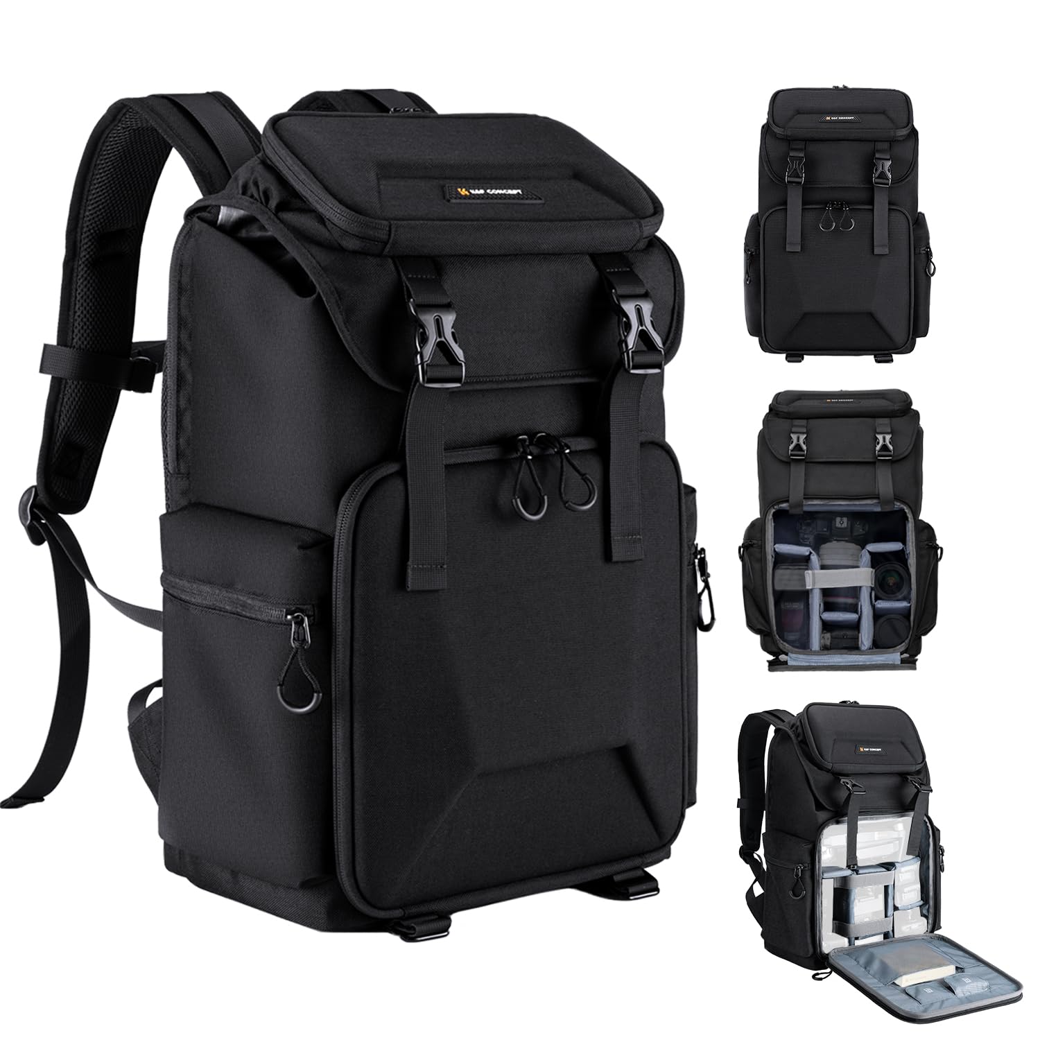 K&F Concept Professional DSLR SLR Camera Backpack - Hard Shell Waterproof Photography Bag with 15.6