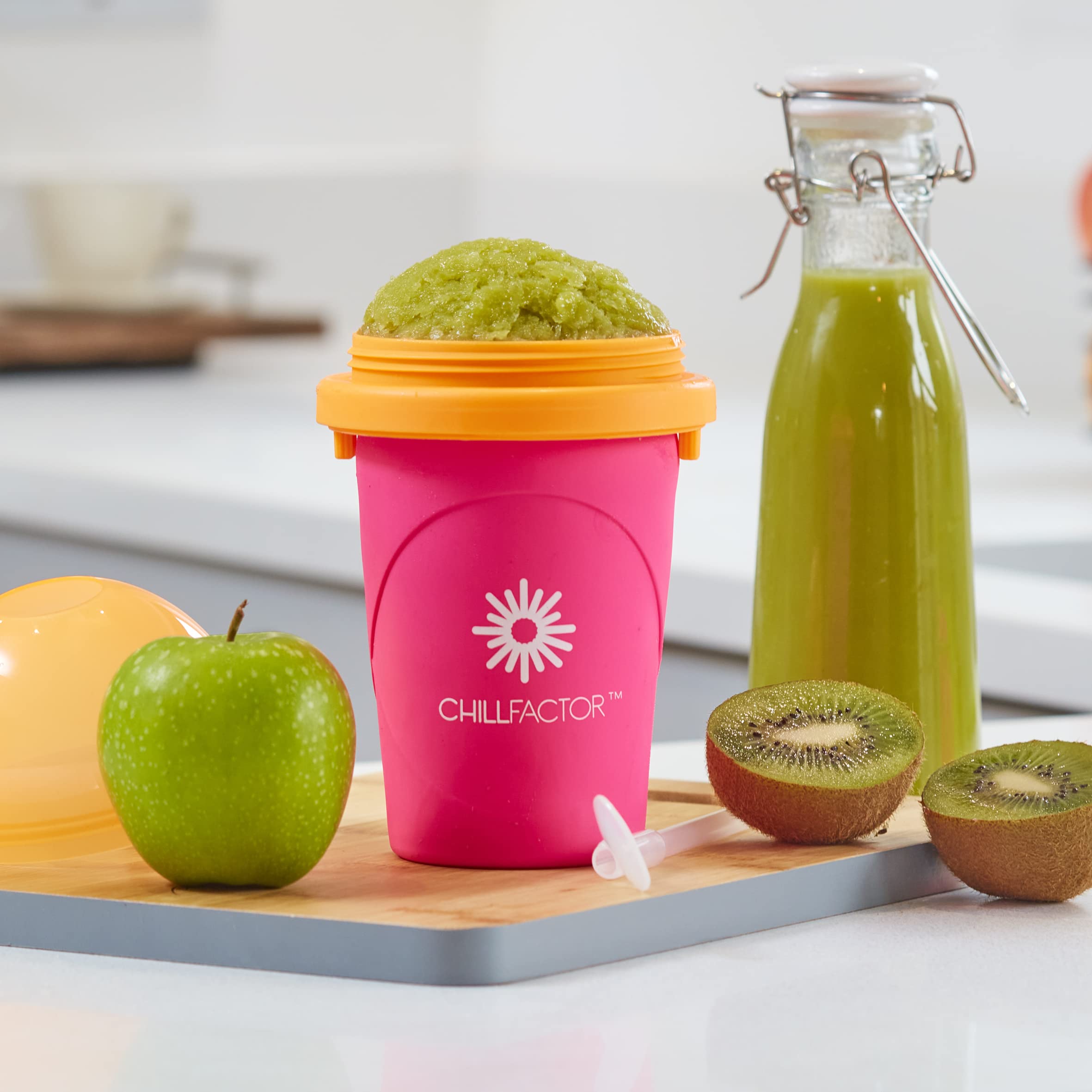 ChillFactor Slushy Maker Cup - Reusable DIY Slushie Maker for Kids & Adults, Neon Pink Frozen Drink Maker, Perfect for Summer Parties, Poolside Treats & Family Fun