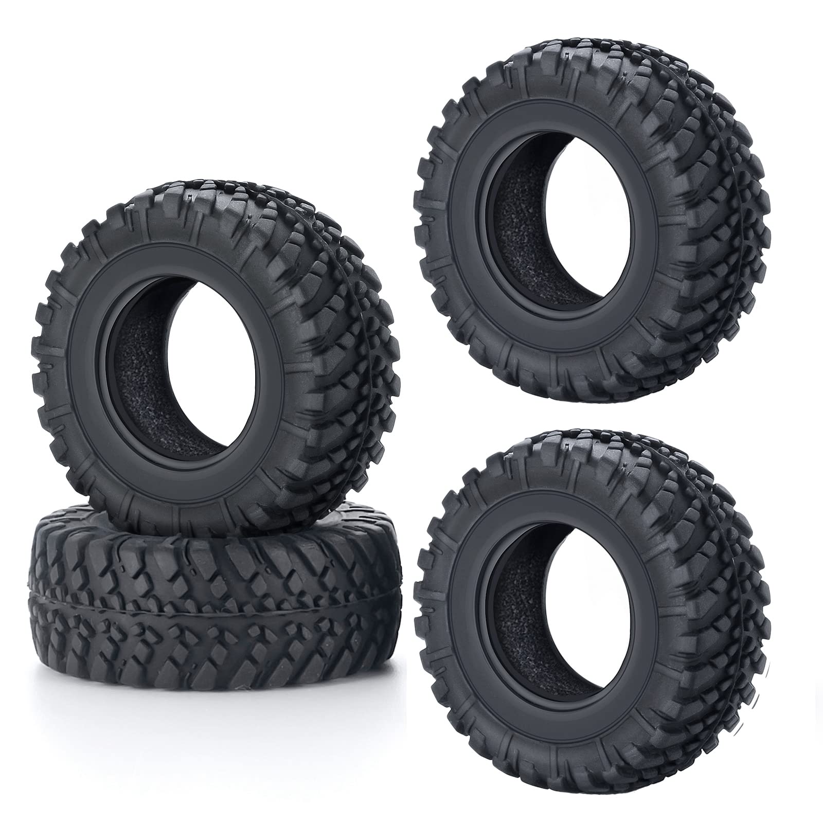 4PCS Rubber Micro RC Tires 38mm - Compatible with Kyosho Mini Z 4x4, 1/18 & 1/24 Scale RC Cars - Durable Off-Road Performance for Crawling, Racing & Drifting