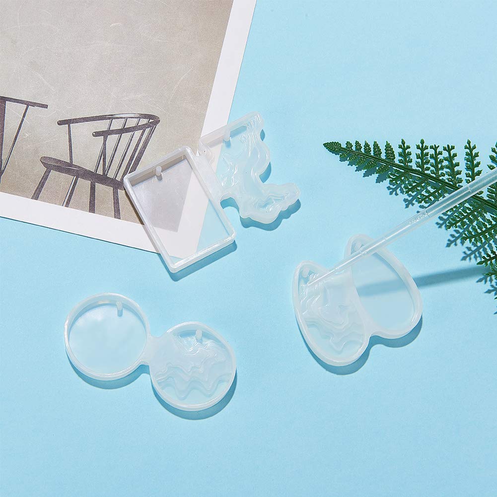 3-Piece Island Resin Mold Set for DIY Jewelry Making - Silicone Pendant, Earring & Keychain Casting Molds with Holes & Pipettes - Perfect for Necklaces, Crafts & Home Decor