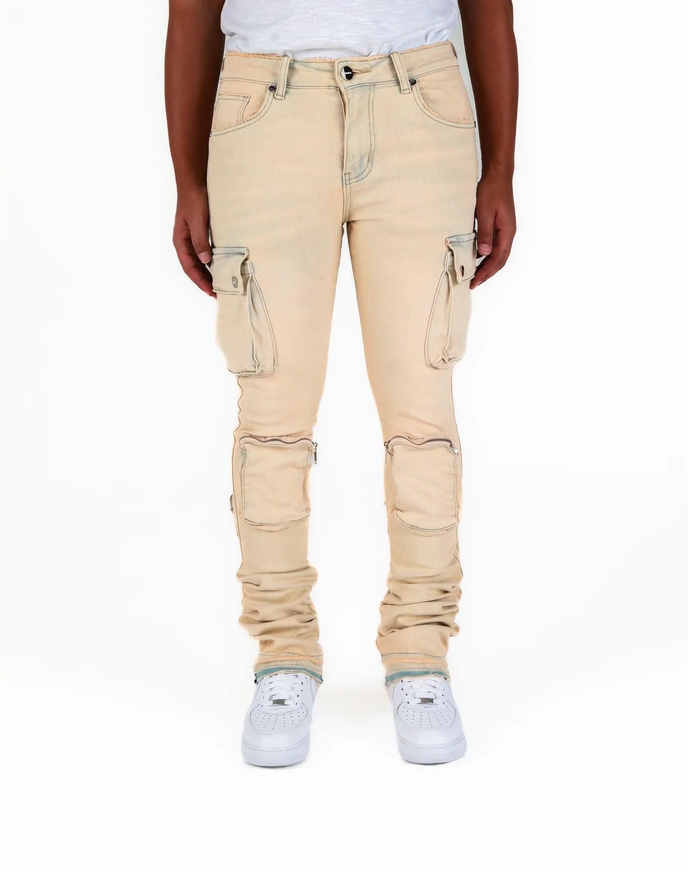 PHEELINGS Never Look Back Cargo Flare Stack Denim Jeans - Stylish High-Waisted Wide Leg Pants for Women | Perfect for Casual Outfits, Streetwear & Retro Fashion