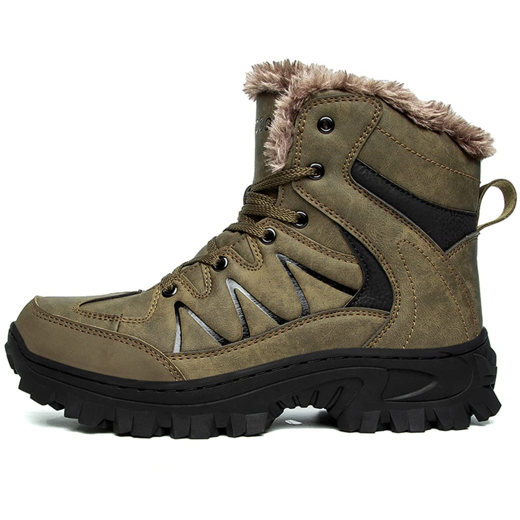 Men's High Top Hiking Boots - Winter Warm Waterproof Outdoor Sneakers for Snow & Trail - Fashionable Ankle Boots for Men in Large Sizes - Perfect for Mountain Climbing, Camping & Winter Adventures