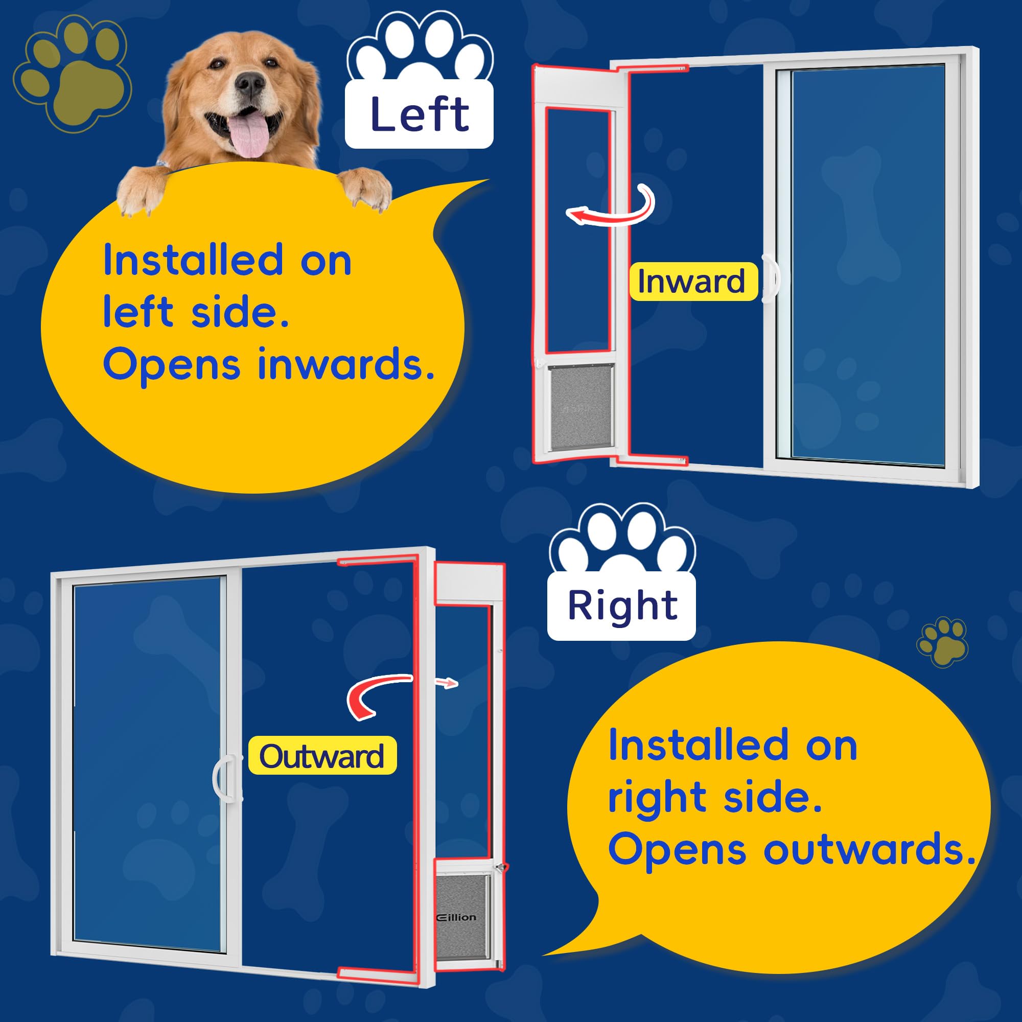 Heavy Duty Large Dog Door for Sliding Glass Doors - Adjustable 75 7/8