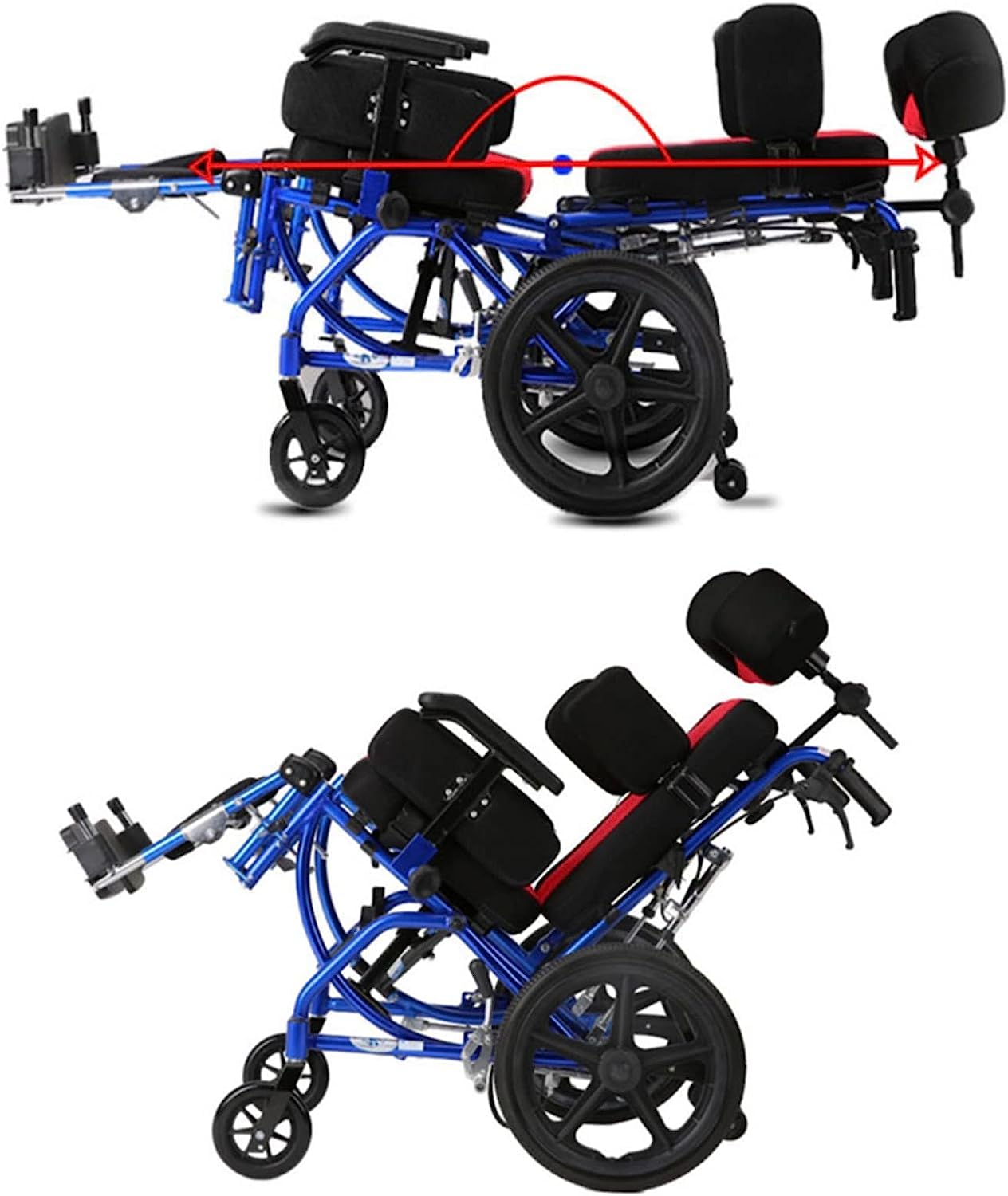 Lightweight Aluminum Alloy Fully Reclining Wheelchair for Adults & Children - High Back Support with Seat Belt & Removable Tray - Ideal for Stroke Recovery, Hemiplegia, Cerebral Palsy & Daily Mobility Assistance