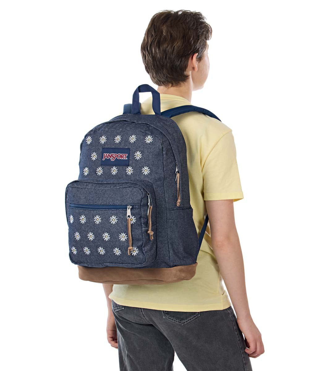 JanSport Right Pack Expressions Embroidered Denim Dark Backpack - Stylish School & Travel Laptop Bag for Students & Professionals