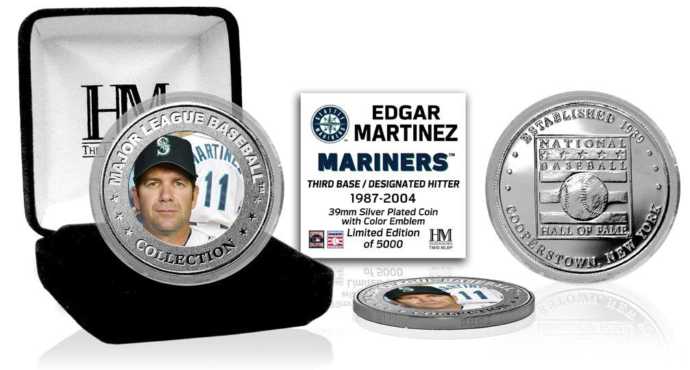 Edgar Martinez 2019 Hall of Fame Commemorative Silver Coin - Limited Edition Collectible for Baseball Fans, Gift for Sports Memorabilia Collectors, Perfect for Display Cases and Man Caves