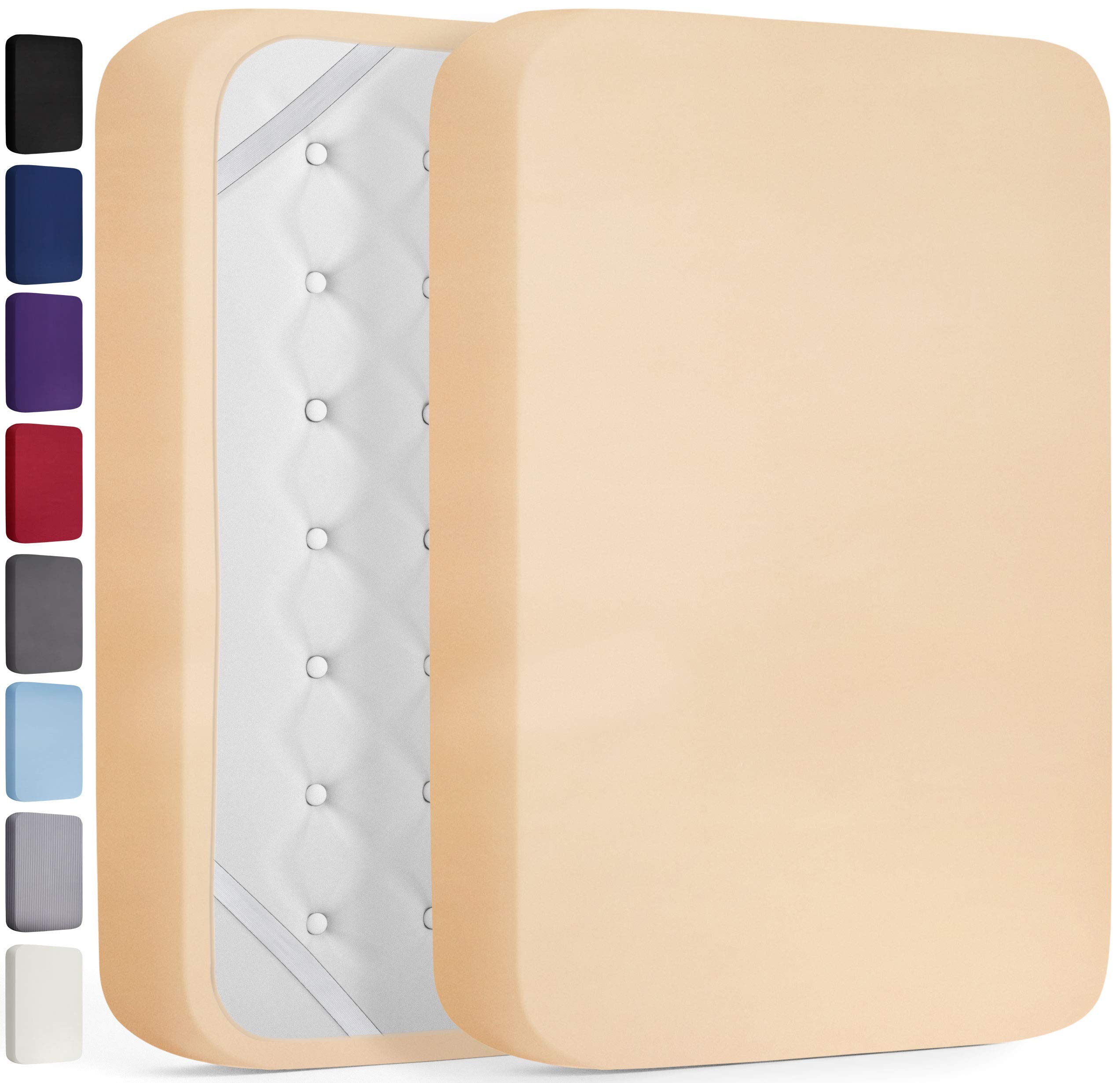 Extra Deep Pocket Fitted Sheet for XL Twin Size Mattress (Up to 21 Inch) - Soft & Breathable Sand Color | Perfect for Guest Beds, Dorms, and Deep Mattresses