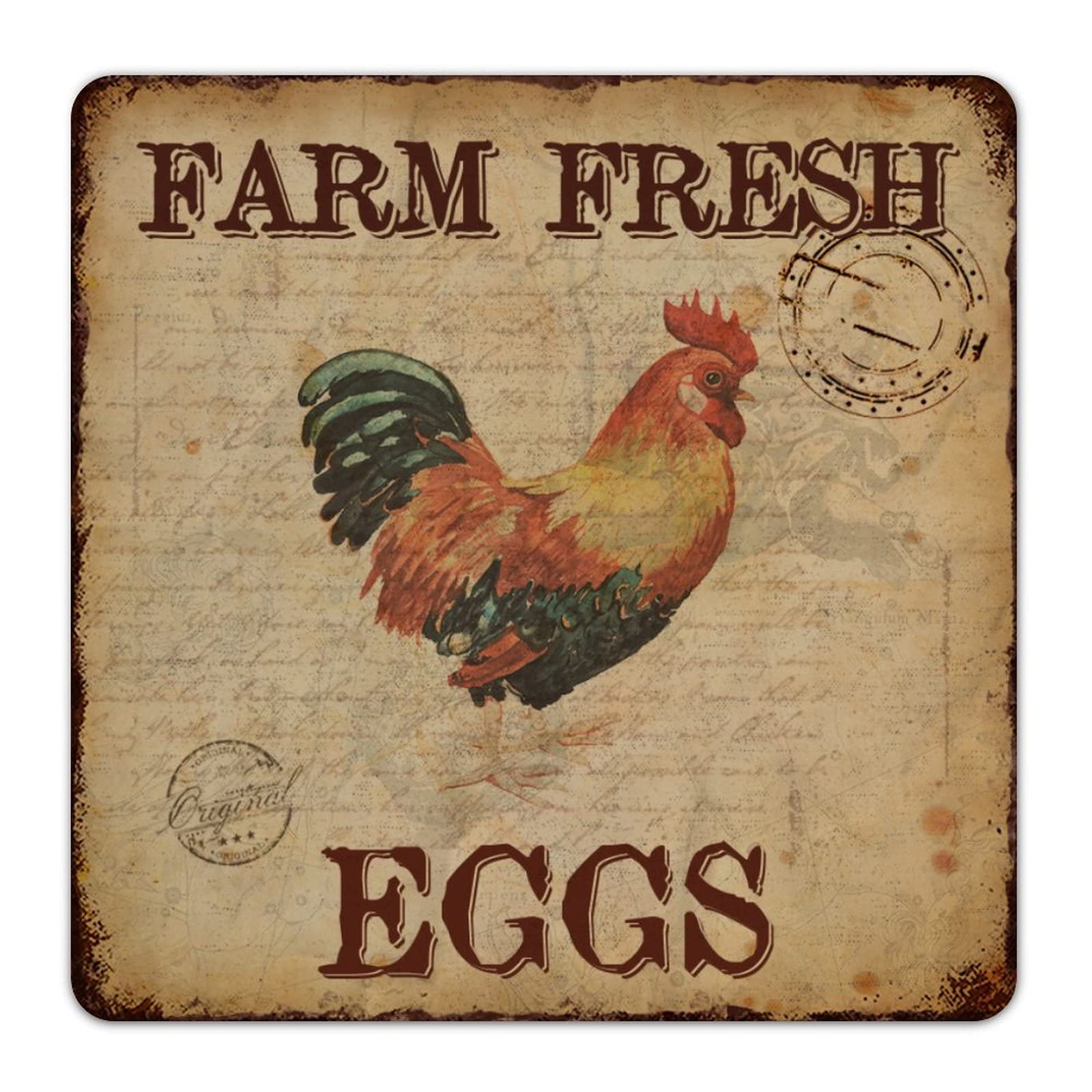 Farm Fresh Eggs Rustic Metal Tin Sign - Vintage Wall Hanging Decor for Farmhouse, Barn, Porch, Front Door, Henhouse & Chicken Coop - Perfect for Countryside Home & Kitchen Decor