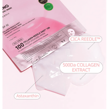 VT Collagen Pink Reedle Shot 100 2 Step Mask (1.5g + 33g) - Korean Skincare for Hydration & Anti-Aging - Perfect for Dry Skin & Night Routine