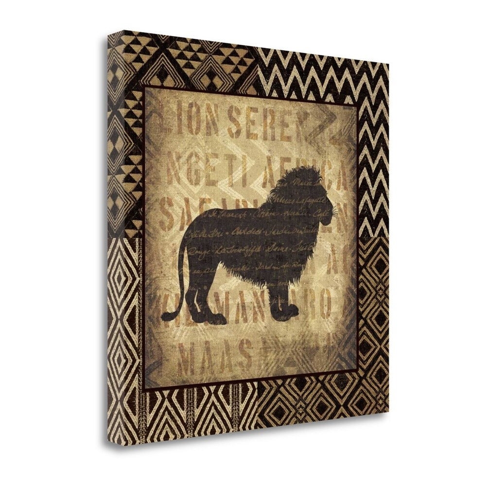 African Wild Lion Border Canvas Art by Wild Apple Portfolio - Stunning Gallery Wrap Wildlife Wall Decor for Living Room, Office & Bedroom