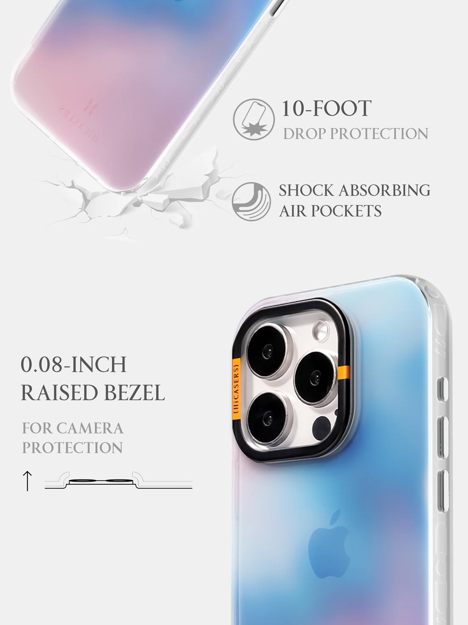 Watercolor Wash Iridescent Phone Case - Pink & Blue Gradient Design | Protective Cover for iPhone & Samsung | Perfect for Everyday Use, Travel & Gift Giving