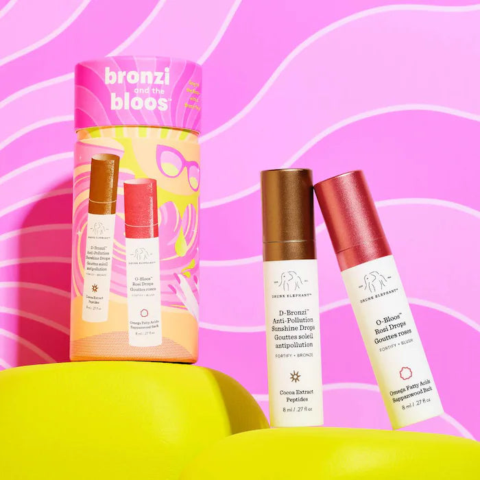 Drunk Elephant Bronzi + Bloos Color Serum Duo - Set with Bronzer & Blush for a Natural Glow | Perfect for Everyday Makeup & Special Occasions