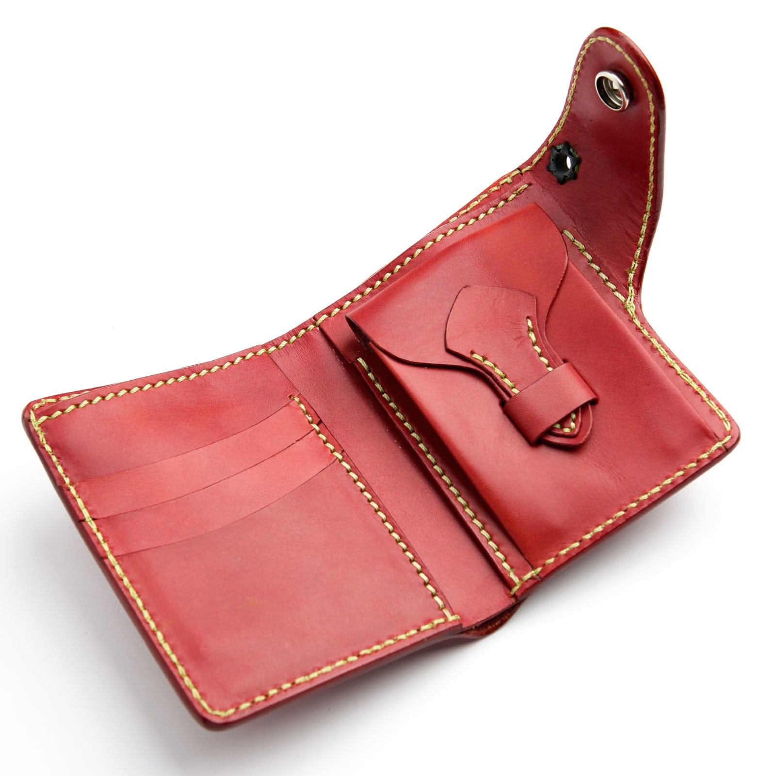 Genuine Red Cowhide Leather Biker Wallet with Chain - Stylish & Durable for Motorcycle Riders, Bikers & Outdoor Enthusiasts