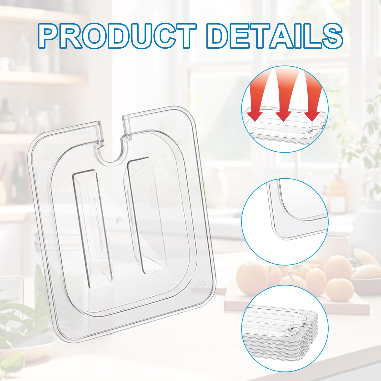 12 Pcs Clear Plastic Table Pan Lids - 1/6 Size Polycarbonate Food Pan Covers with Handle for Restaurant, Commercial Kitchen & Food Storage | Durable, BPA-Free Container Lids for Buffet, Catering & Food Prep