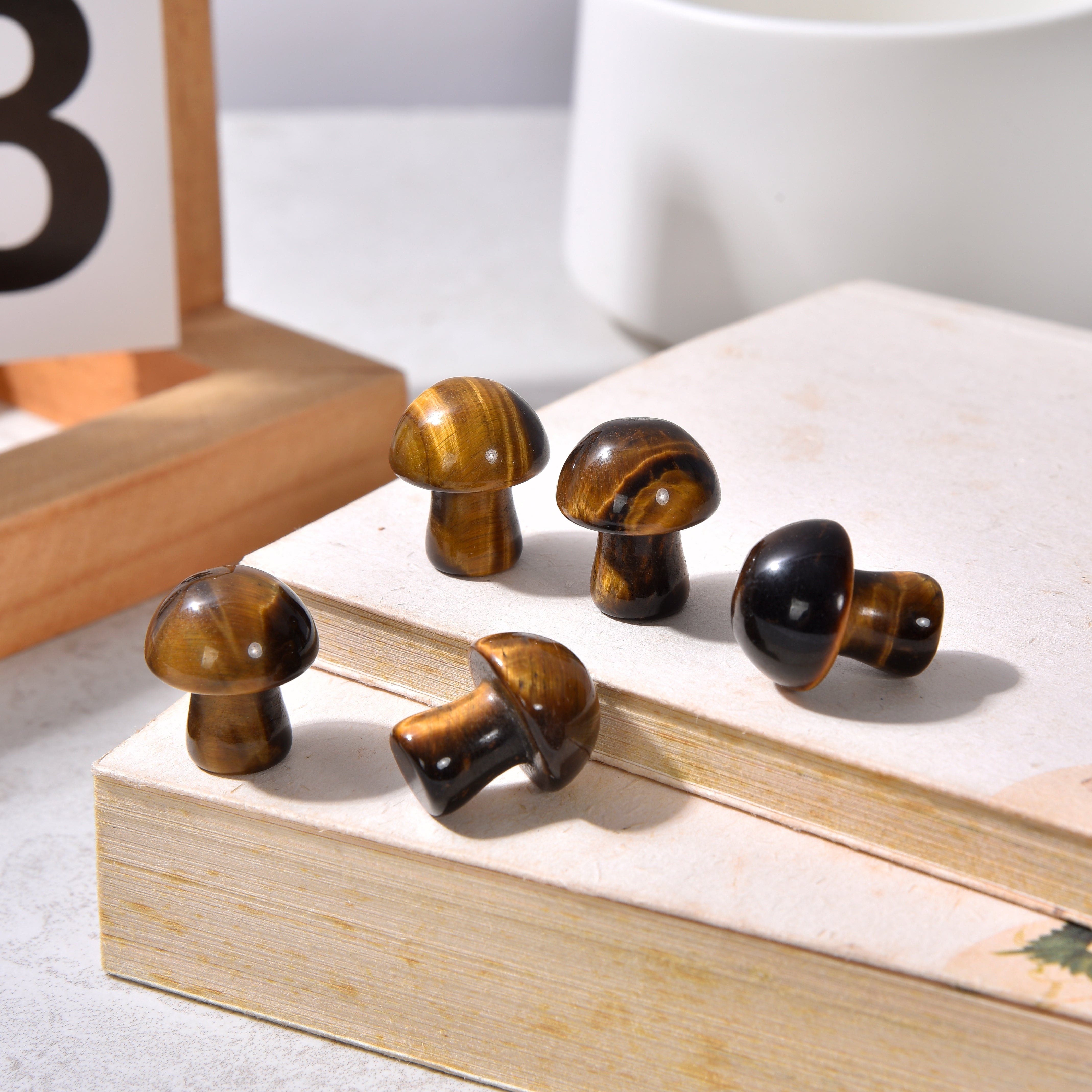 Natural Tiger Eye Mushroom Gemstone Carving - Handcrafted Healing Crystal for Home Decor, Meditation & Spiritual Gifts