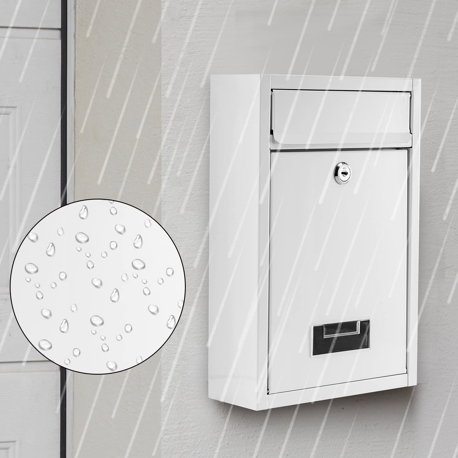 Secure Locking Mailbox with Key - Heavy Duty Steel Drop Box for Letters & Envelopes | Weatherproof Home & Office Mail Collection | Perfect for Apartments, Businesses & Residential Use
