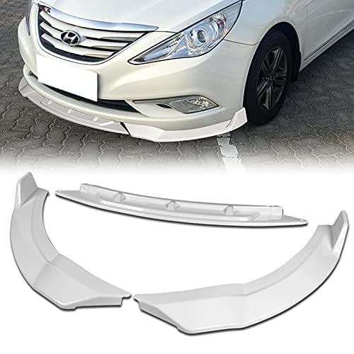 3PCS Front Bumper Lip Kit for 2011-2014 Hyundai Sonata | STP-Style Splitter Trim Protection Spoiler | Air Dam Chin Diffuser (Painted White) | Enhance Appearance & Aerodynamics for Street & Track Racing