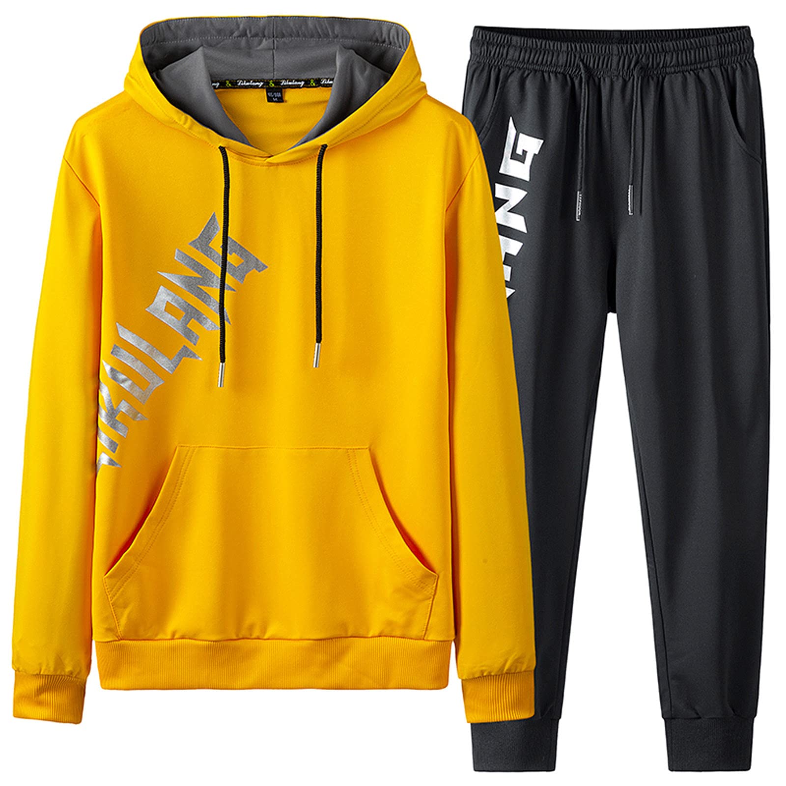 **JUNGE Men's 2-Piece Jogging Suit Set - Athletic Hoodie & Sweatpants Tracksuit for Running, Gym & Casual Wear**