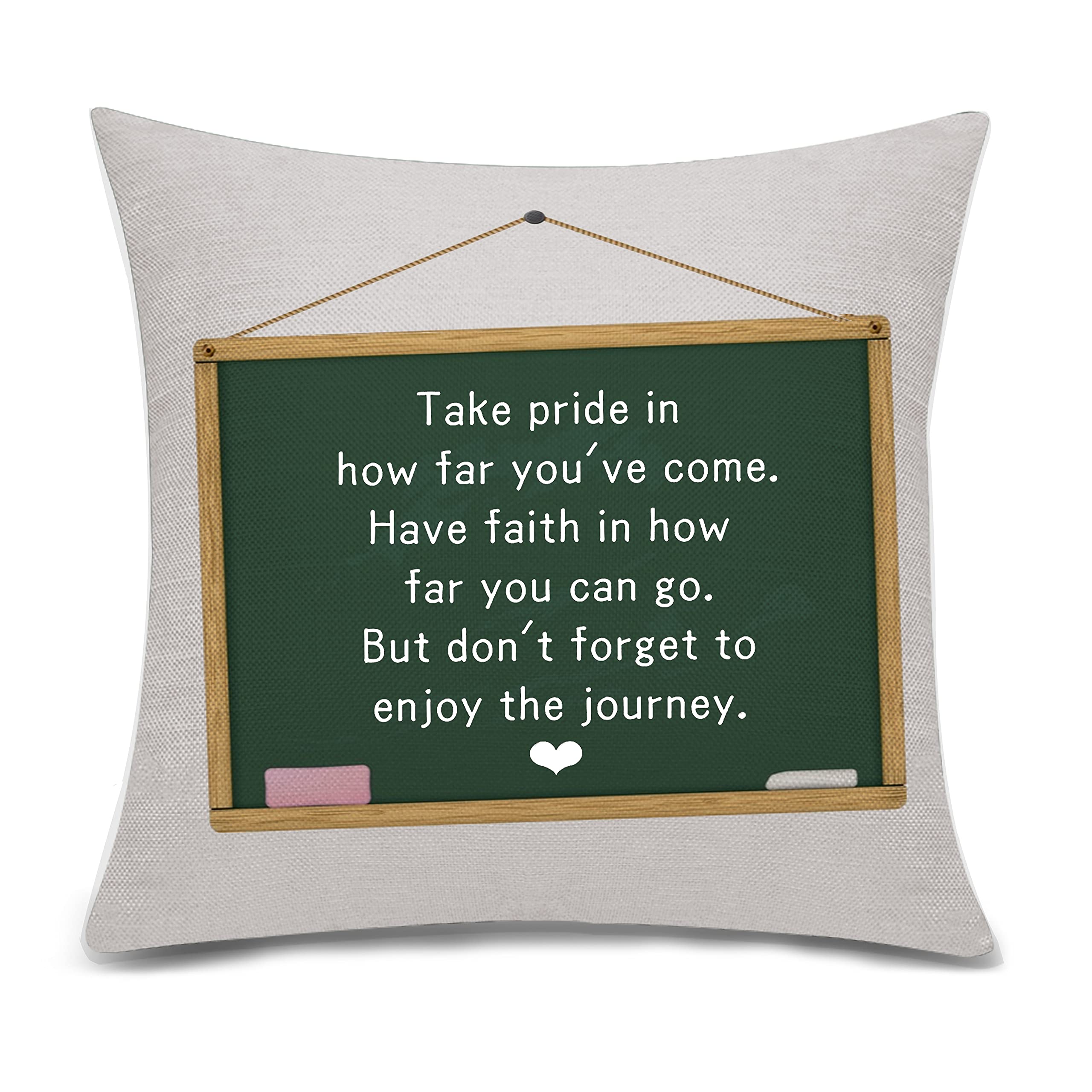 Teacher Appreciation Gift - Graduation Throw Pillow Cover for Educators, Students & Friends - Soft Cushion Case for Classroom, Office or Home Decor - Perfect for Thanksgiving, Birthday & End of Year Gifts (Style 024)