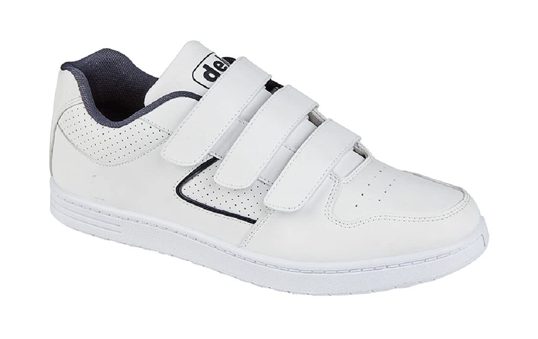 Men's White Velcro Casual Comfortable Sneakers - Breathable Lightweight Trainer Shoes for Walking, Running & Gym (UK Size 9) | Perfect for Everyday Wear & Sports Activities
