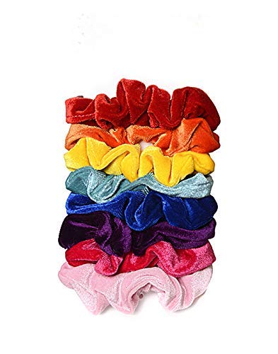 FAMEZA 8-Pack Velvet Hair Scrunchies - Soft No-Damage Hair Ties for Women & Girls - Perfect for Ponytails, Buns & Updos - Trendy Hair Accessories for Work, Gym & Everyday Style