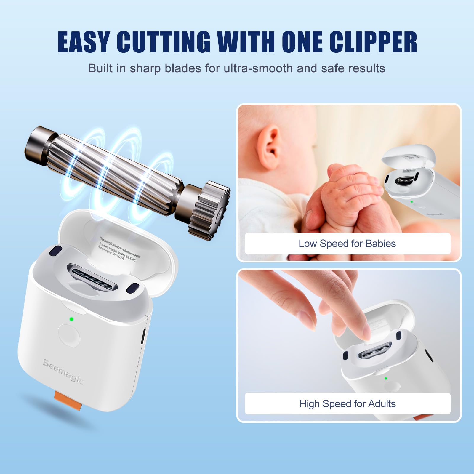 Electric Nail Clipper for Baby & Adults - Automatic Nail Trimmer with LED Light, Safe & Painless Nail Clippers for Seniors, Children & Toddlers - Perfect for Home, Travel & Daily Nail Care