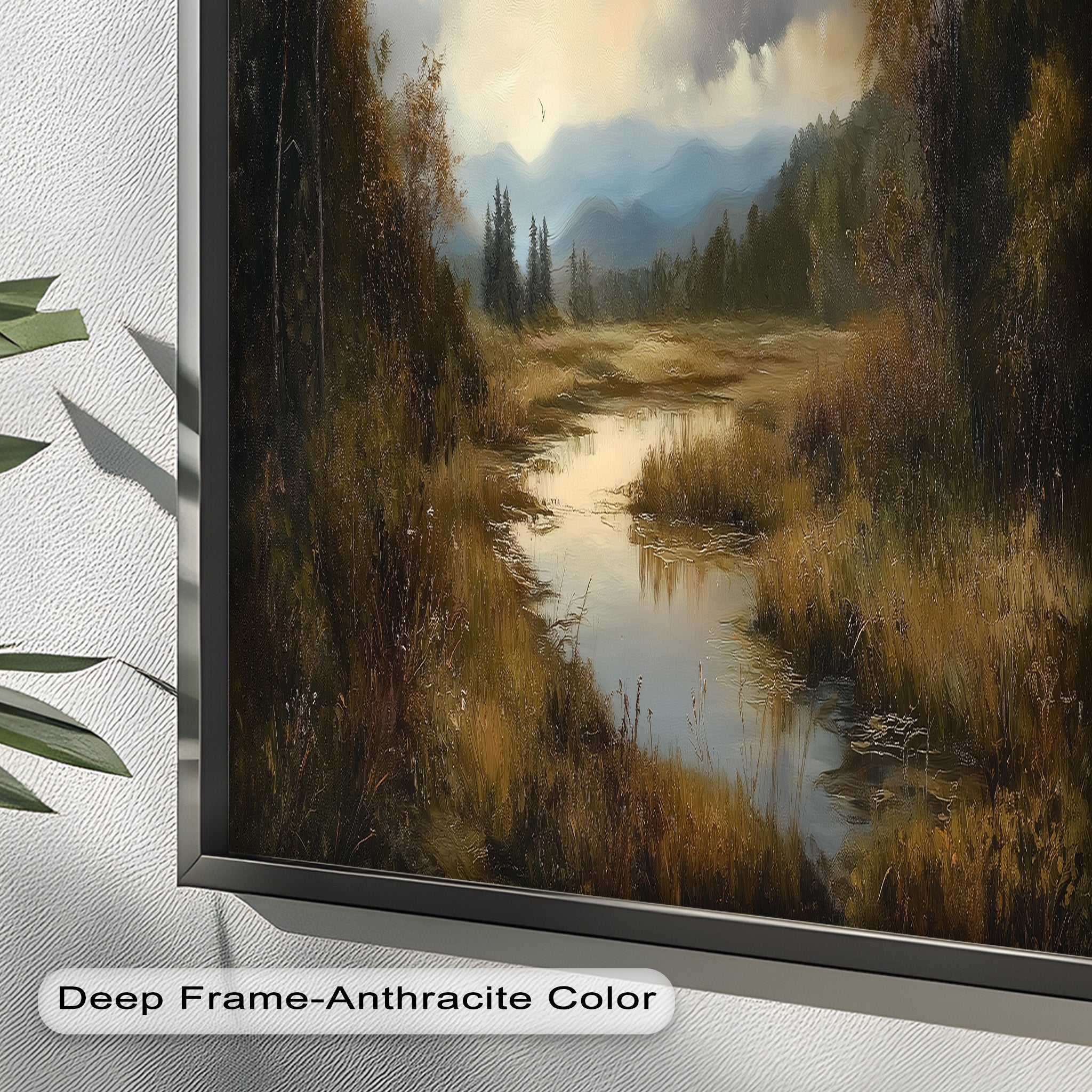 Autumn River Landscape Oil Painting - Handmade Canvas Wall Art for Living Room, Bedroom & Office Decor