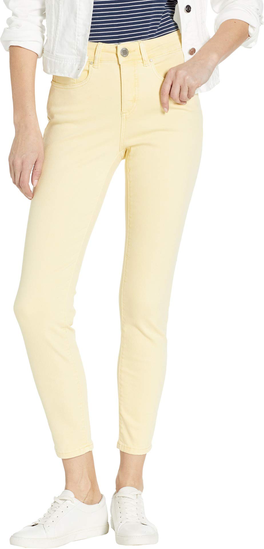 FDJ Women's French Dressing Jeans - Slim Ankle Fit, Cool Twill Fabric, Size 12/28 (Buttercup Yellow) - Perfect for Casual Outings & Office Wear