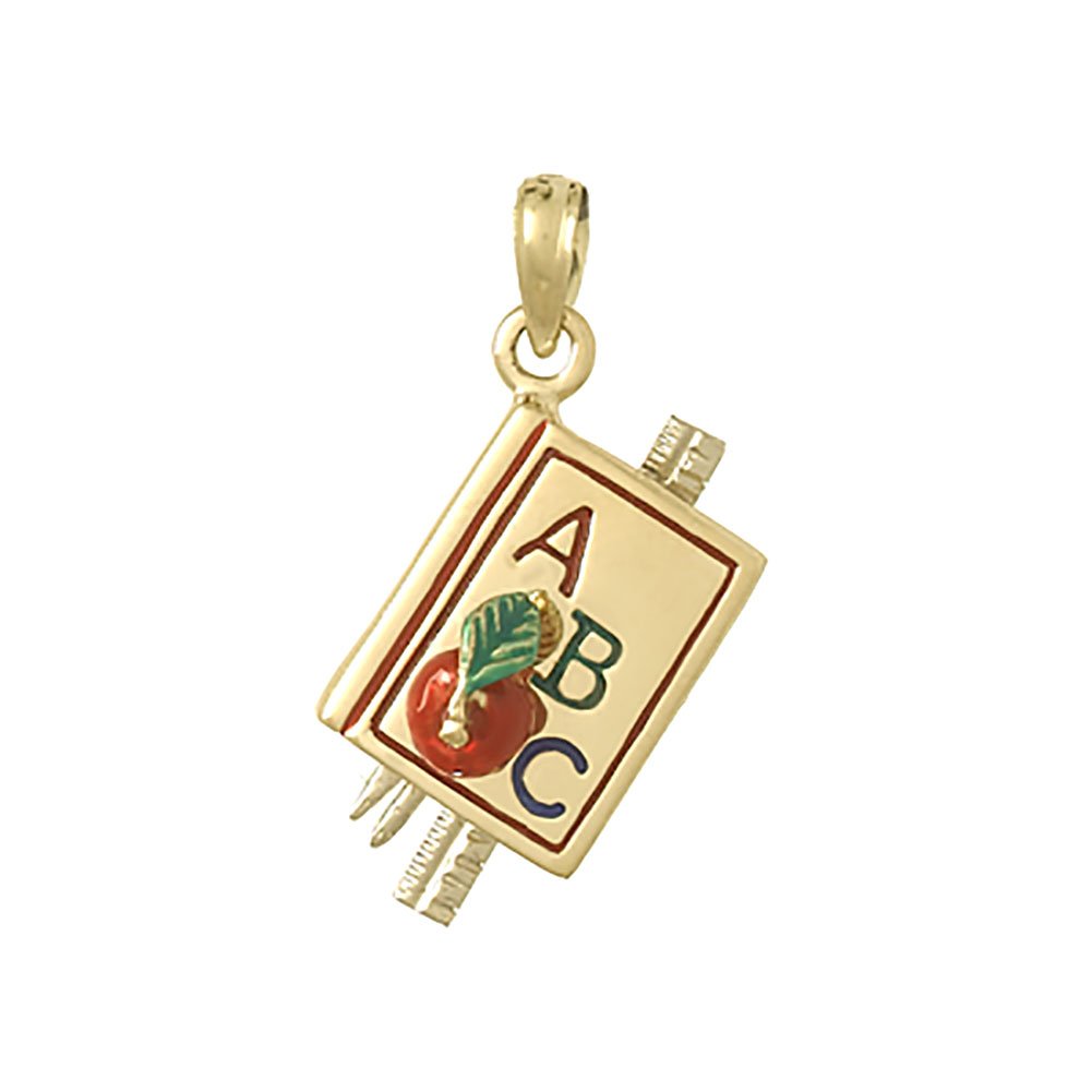 14K Gold ABC Book Charm Pendant - School Jewelry Gift for Teachers & Students